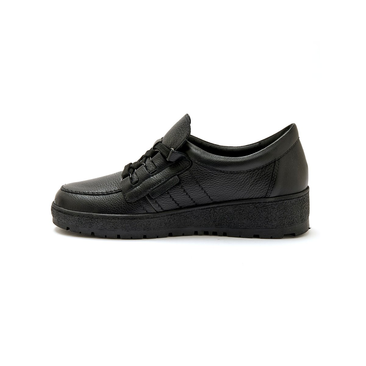 Derbies compensés cuir noir, PEDICONFORT