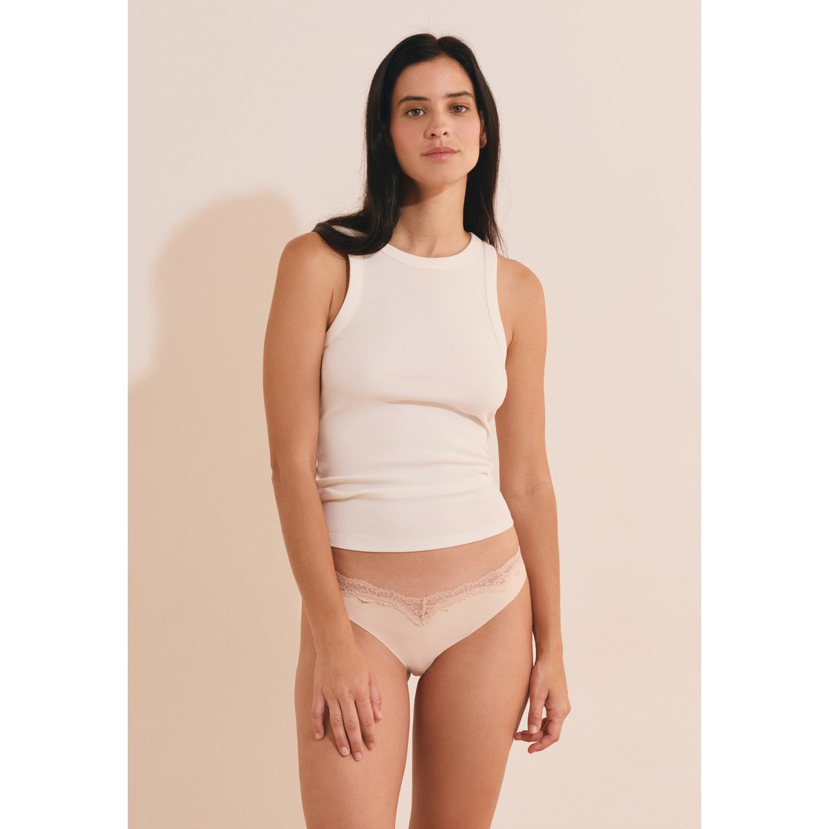 Culotte avec détail dentelle FARA lin, ETAM