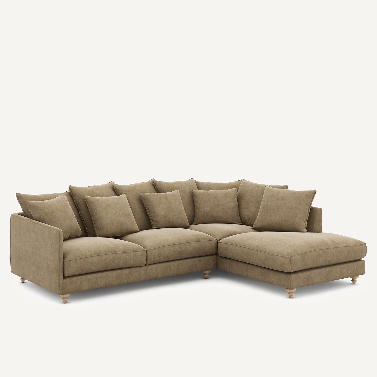 Canapé angle convertible, en velours stonewashed, Lazare gris shiitaké, AM.PM