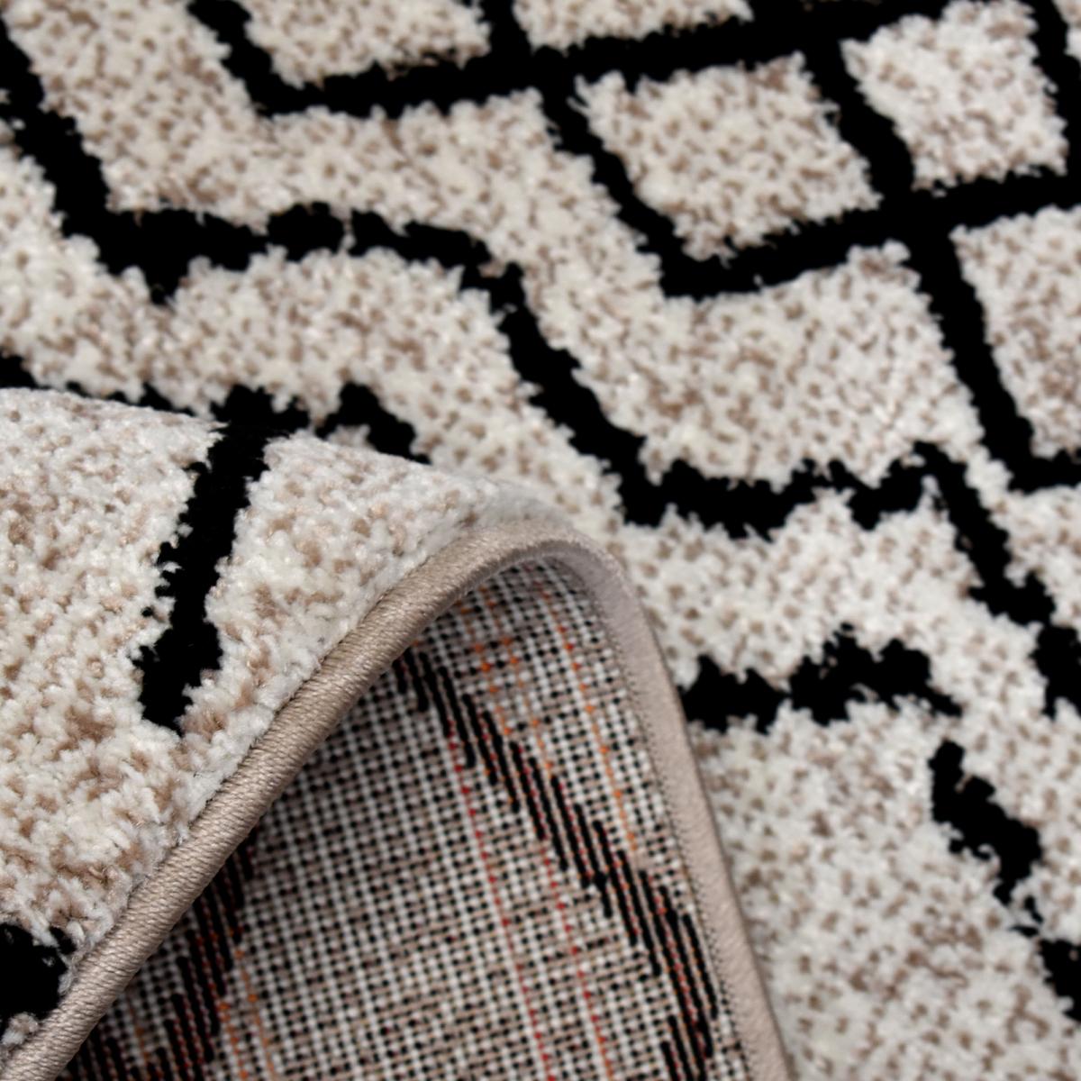 Tapis berbère tissé motifs tribaux LYN8 MABAL beige, noir, UN AMOUR DE TAPIS