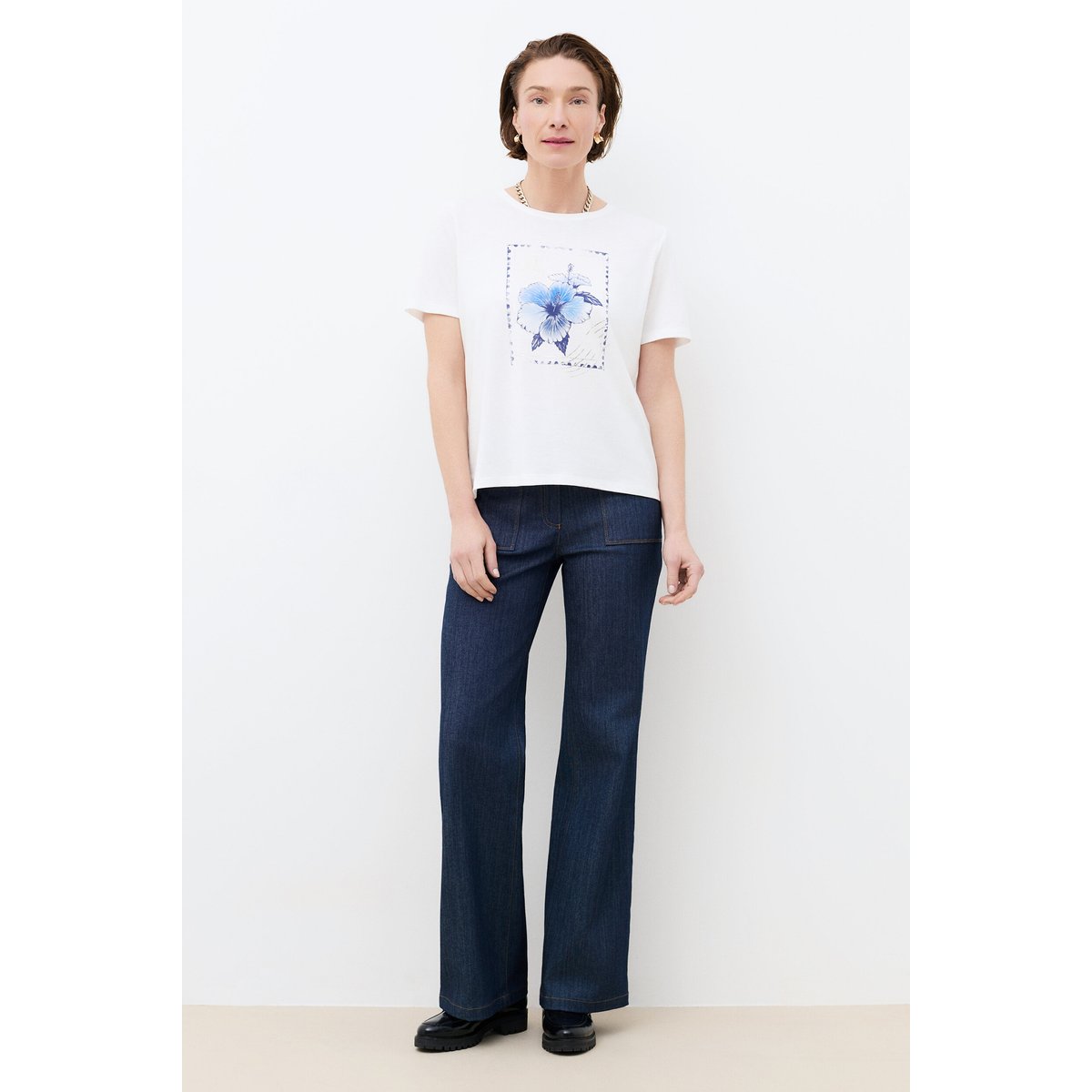 T-shirt droit col rond TIM-STAMP bleu marine, CAROLL