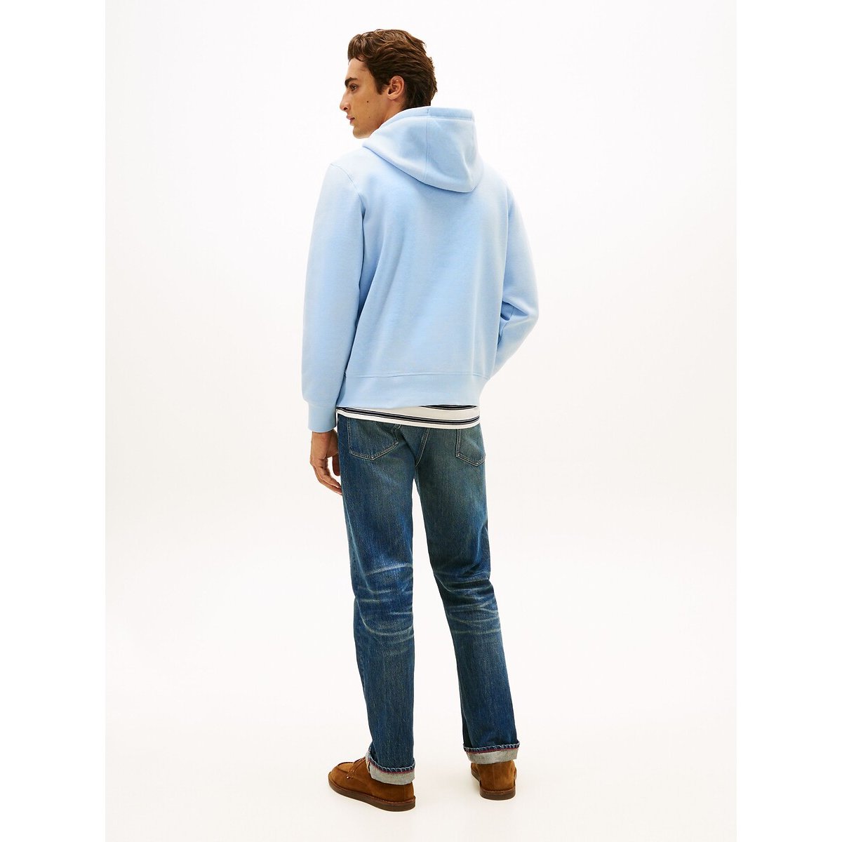 Flex Embroidered Logo Fleece Hoodie navy blue, TOMMY HILFIGER