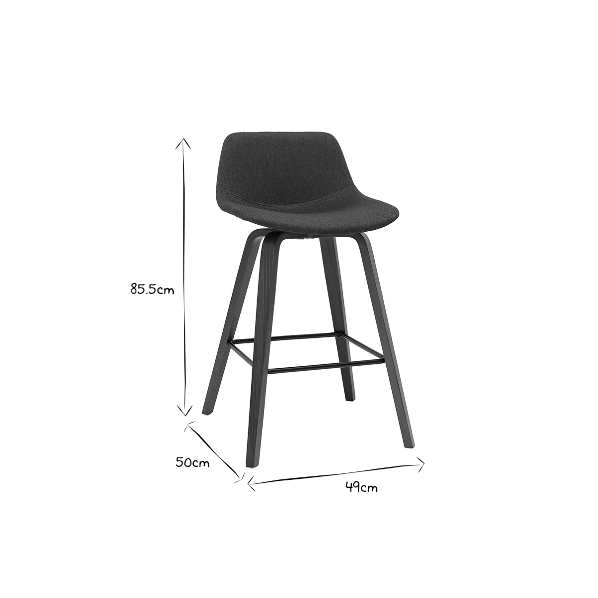 Tabourets de bar scandinaves H65 cm (lot de 2) NONIE gris anthracite, MILIBOO