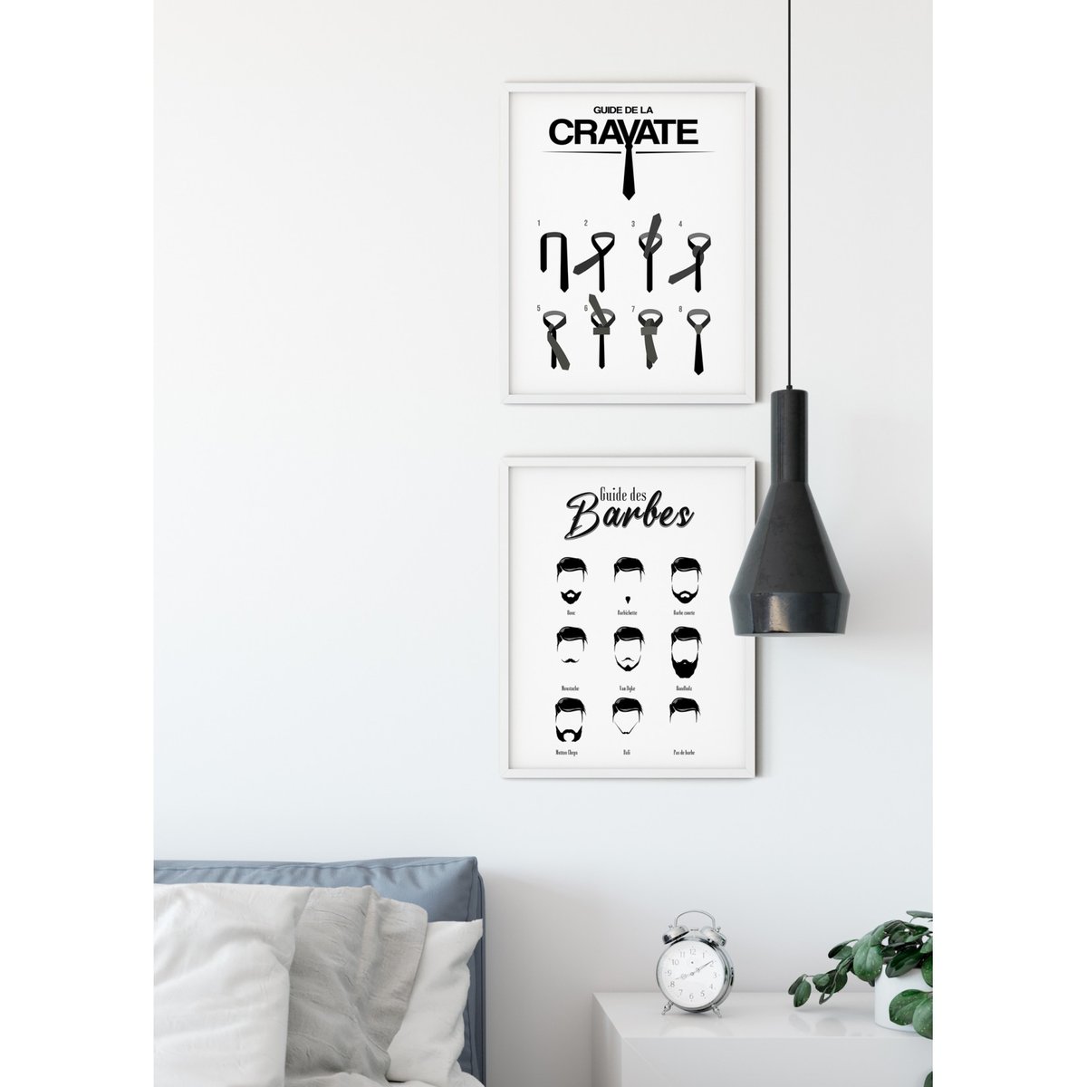 Poster Guide de la cravate blanc, L'AFFICHERIE