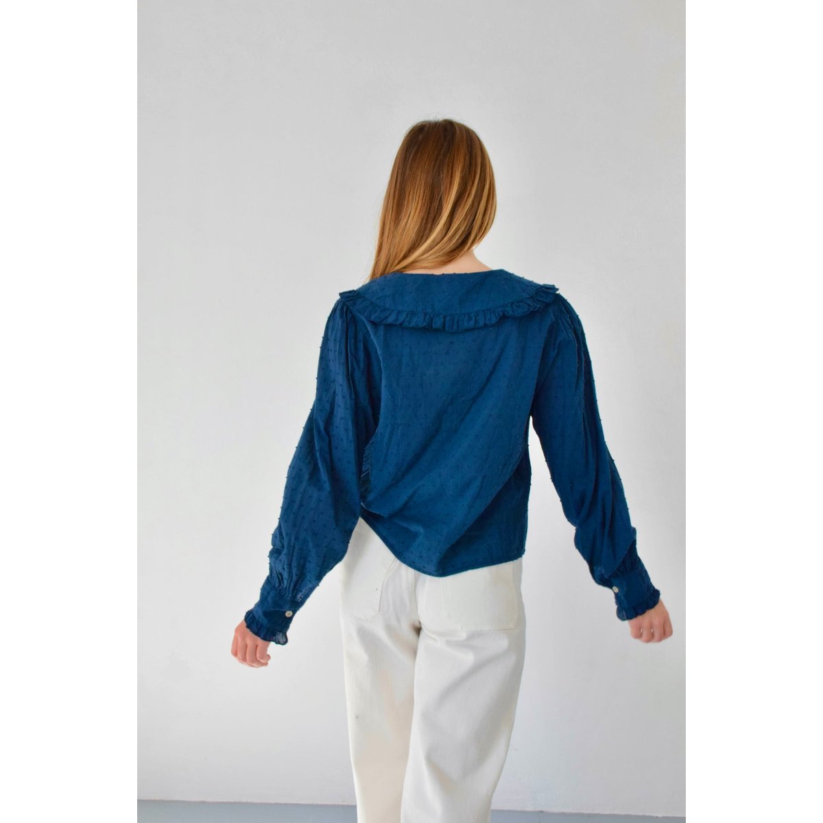 Chemise plumetis col Claudine DIANA bleu marine, MINDTRAVELER