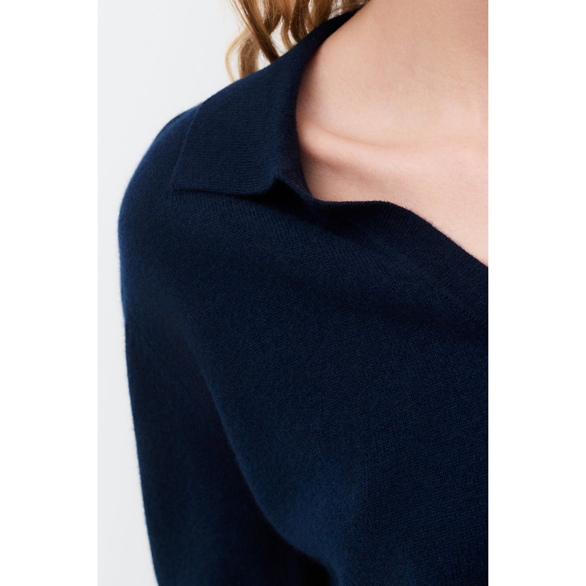 Pull droit cachemire MVICTOR bleu marine, CAROLL