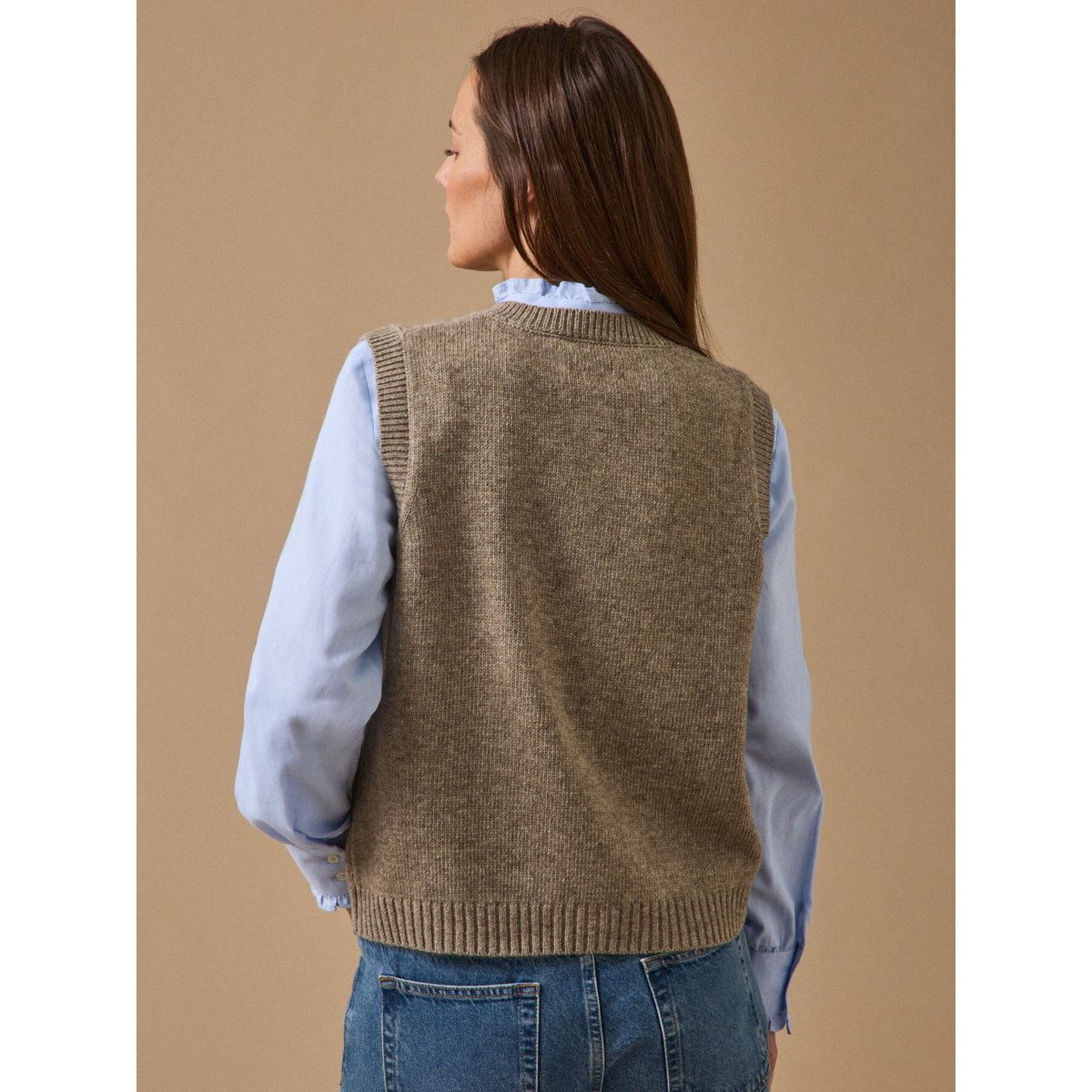 Gilet jacquard sans manches beige, CYRILLUS