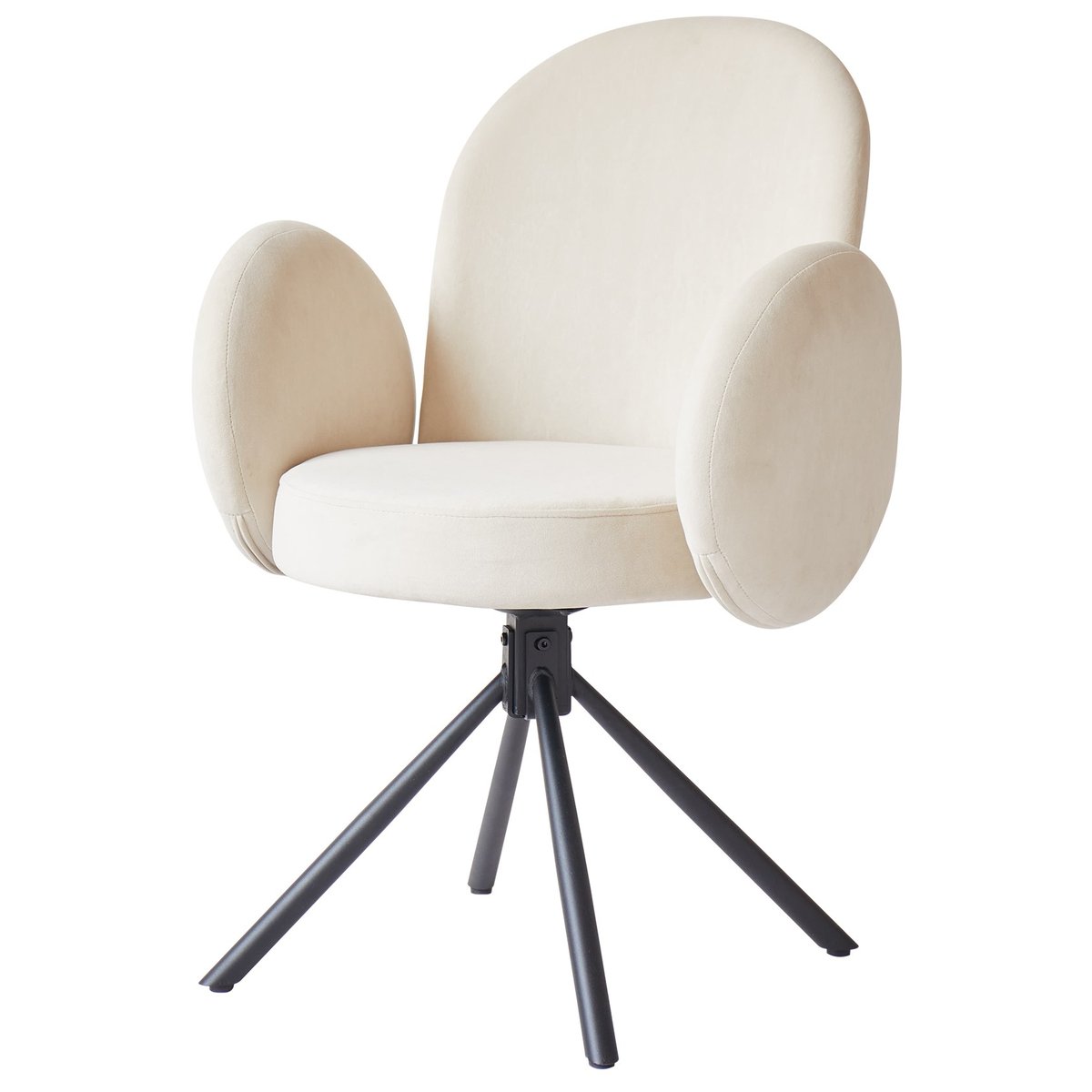 Lot de 2 chaises swivel rotatives, velours, HELSINKI beige, NORDLYS