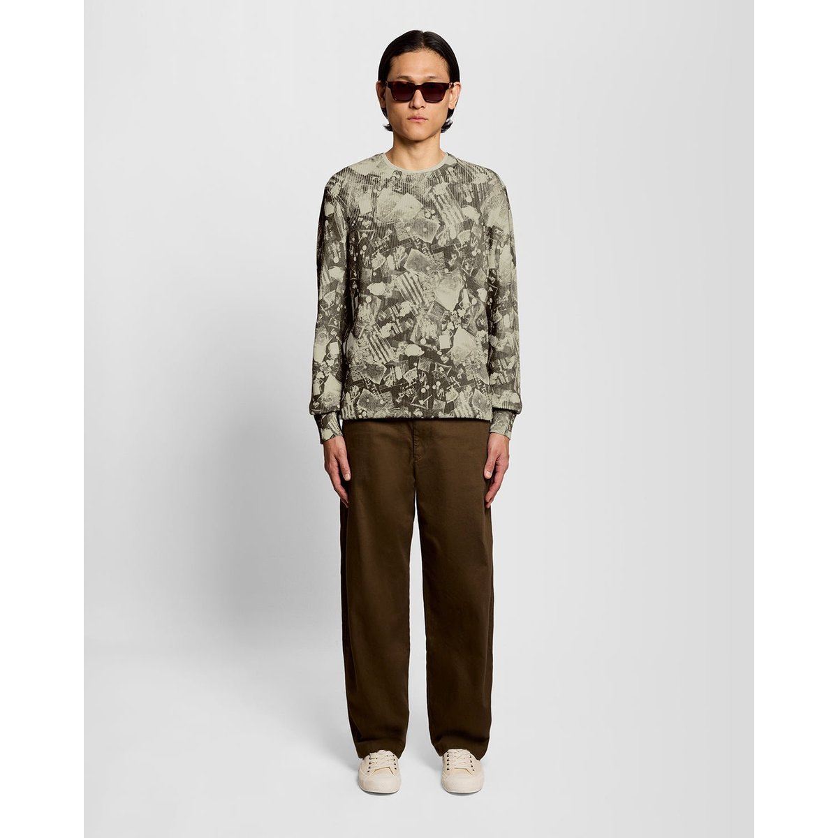 Pull imprimé col rond gris froid, LYLE & SCOTT