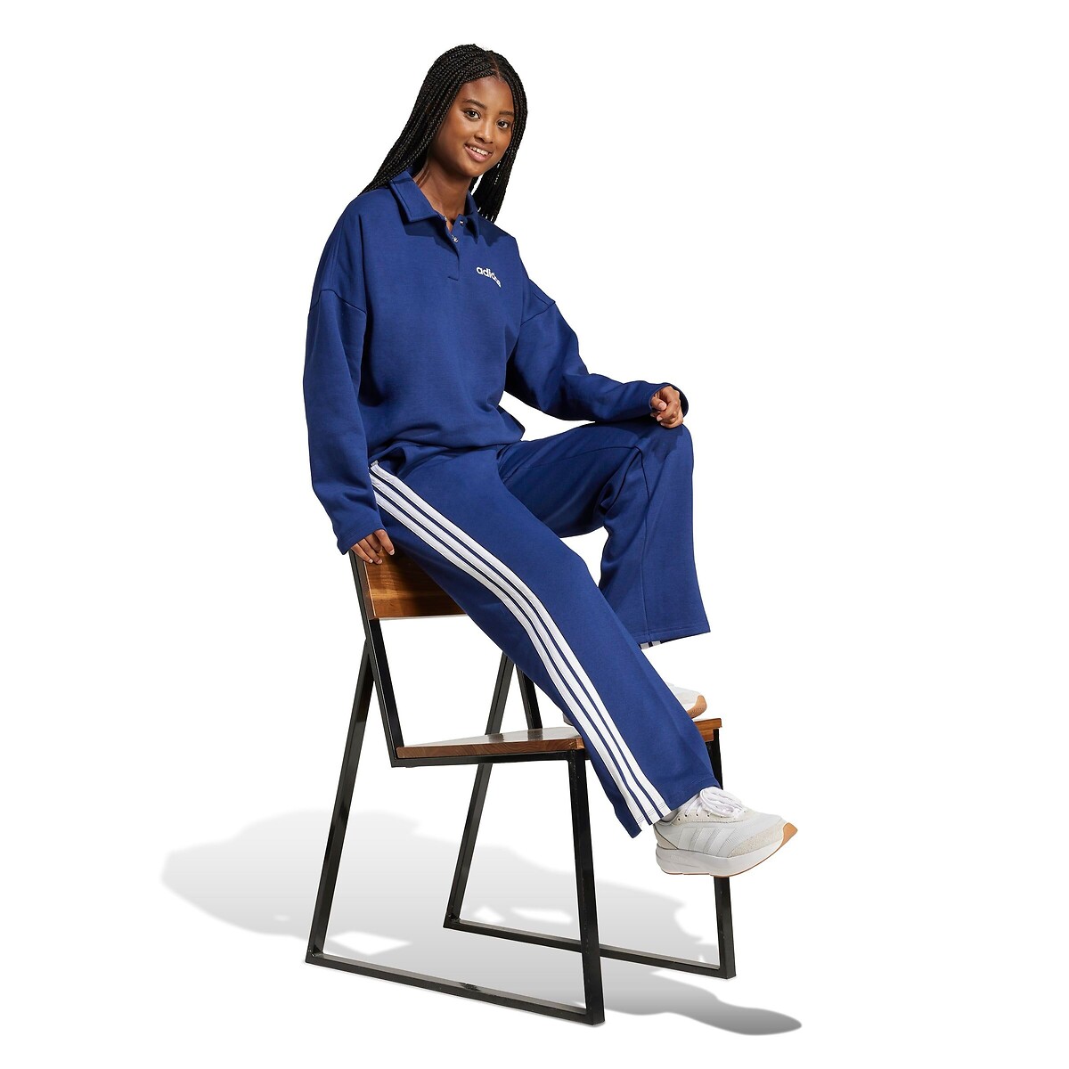 Essentials 3 Stripes Fleece Wide Leg Trousers blue, ADIDAS SPORTSWEAR