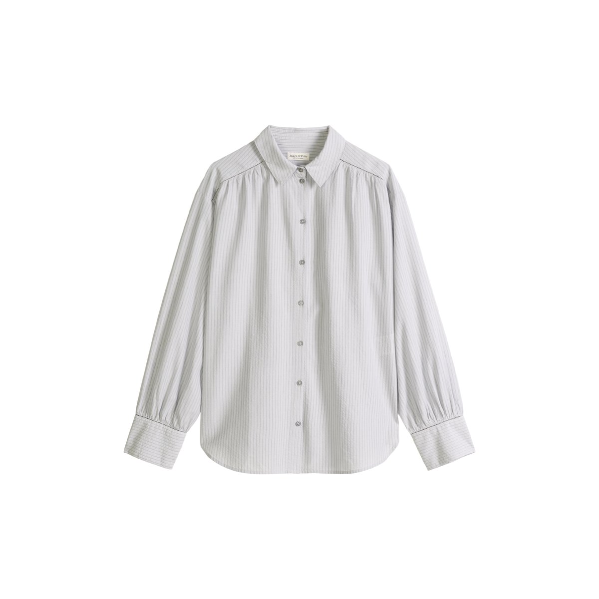 Blouse à rayures relaxed en mélange de coton organique et de viscose bleu clair, MARC O'POLO
