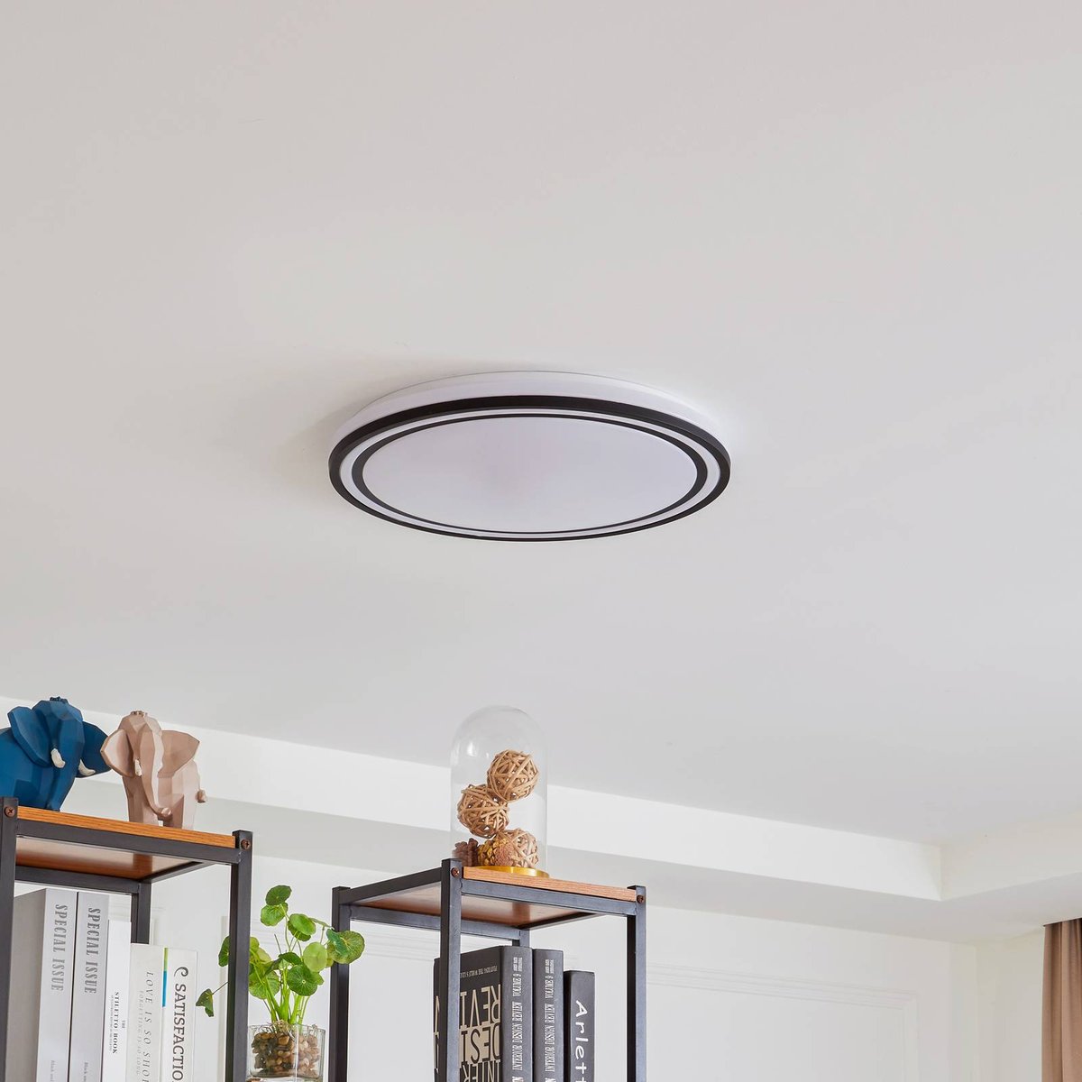 Plafonnier connecté LED, Arvada blanc, noir, LINDBY
