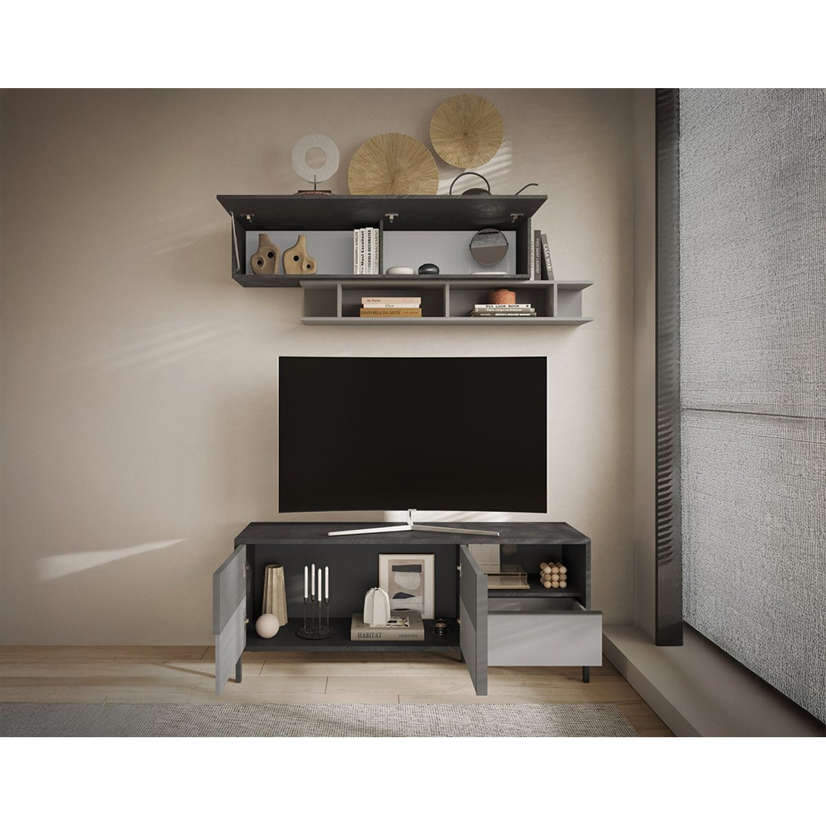 Meuble TV - JULES gris, BEST MOBILIER