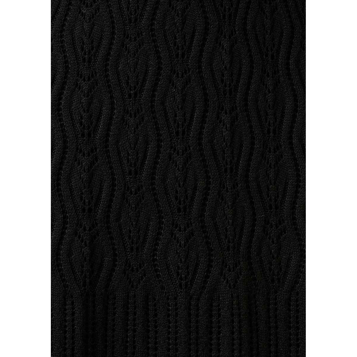 Robe ajustée en maille ajourée manches longues noir, LA FEE MARABOUTEE