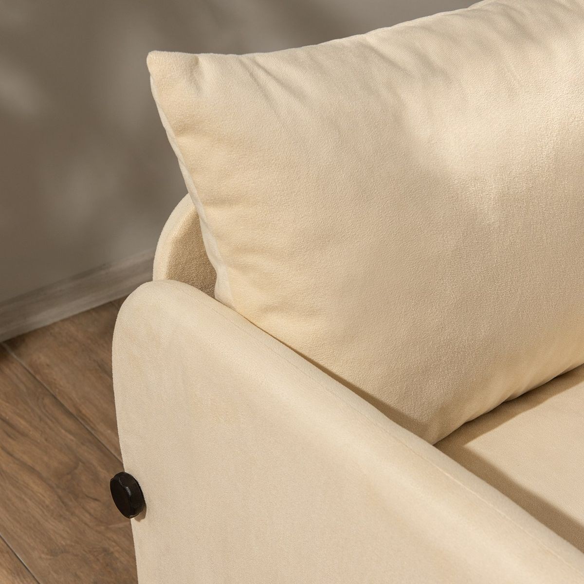 Canapé convertible 2,5 places en tissu - LUZ beige, HOMIFAB