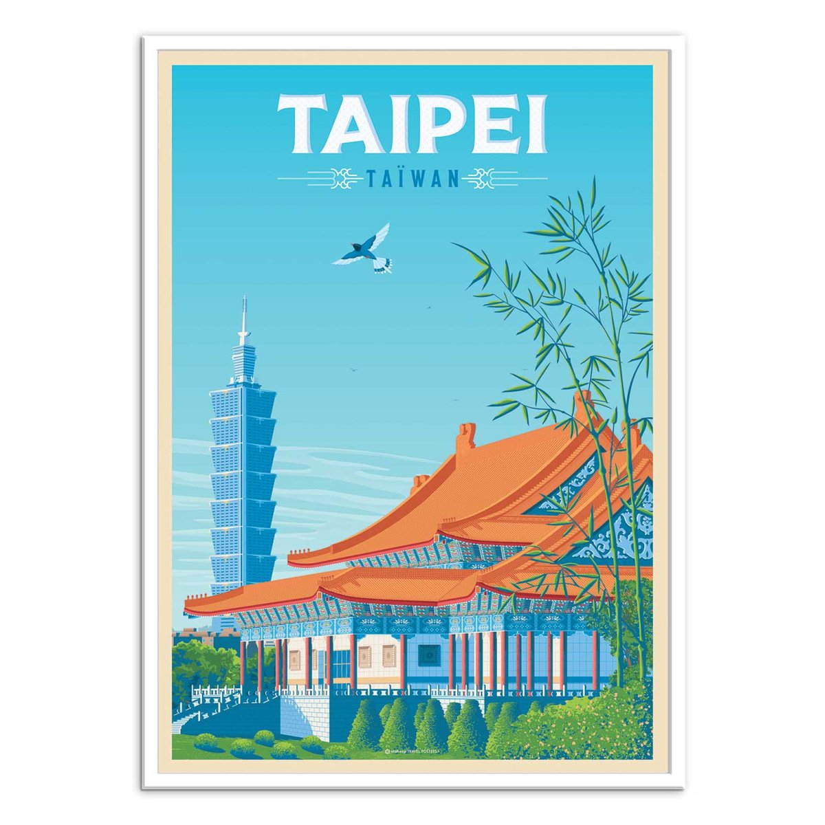 Affiche d'art - Taipei Taiwan - Olahoop Travel Posters couleur unique, WALL EDITIONS