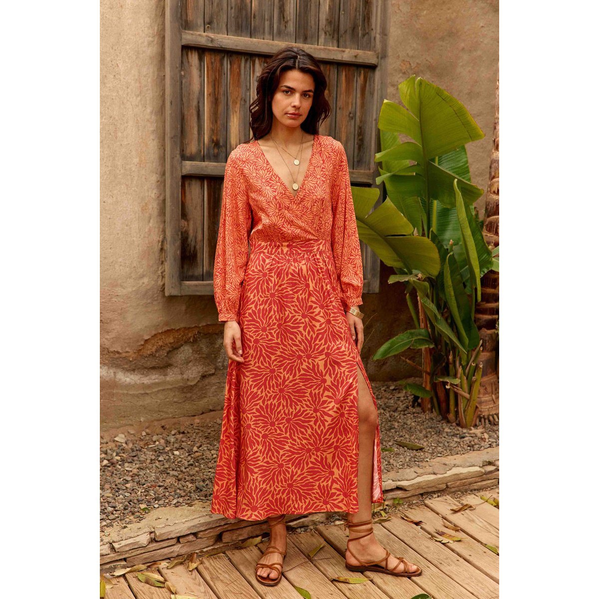 Robe longue droite imprimé imprimé RHEANE 64-soleil, LA PETITE ETOILE
