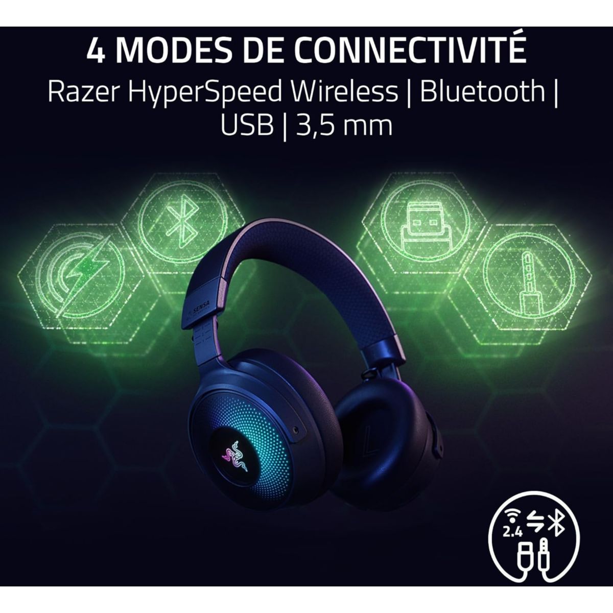 Casque gamer Kraken V4 Pro couleur unique, RAZER