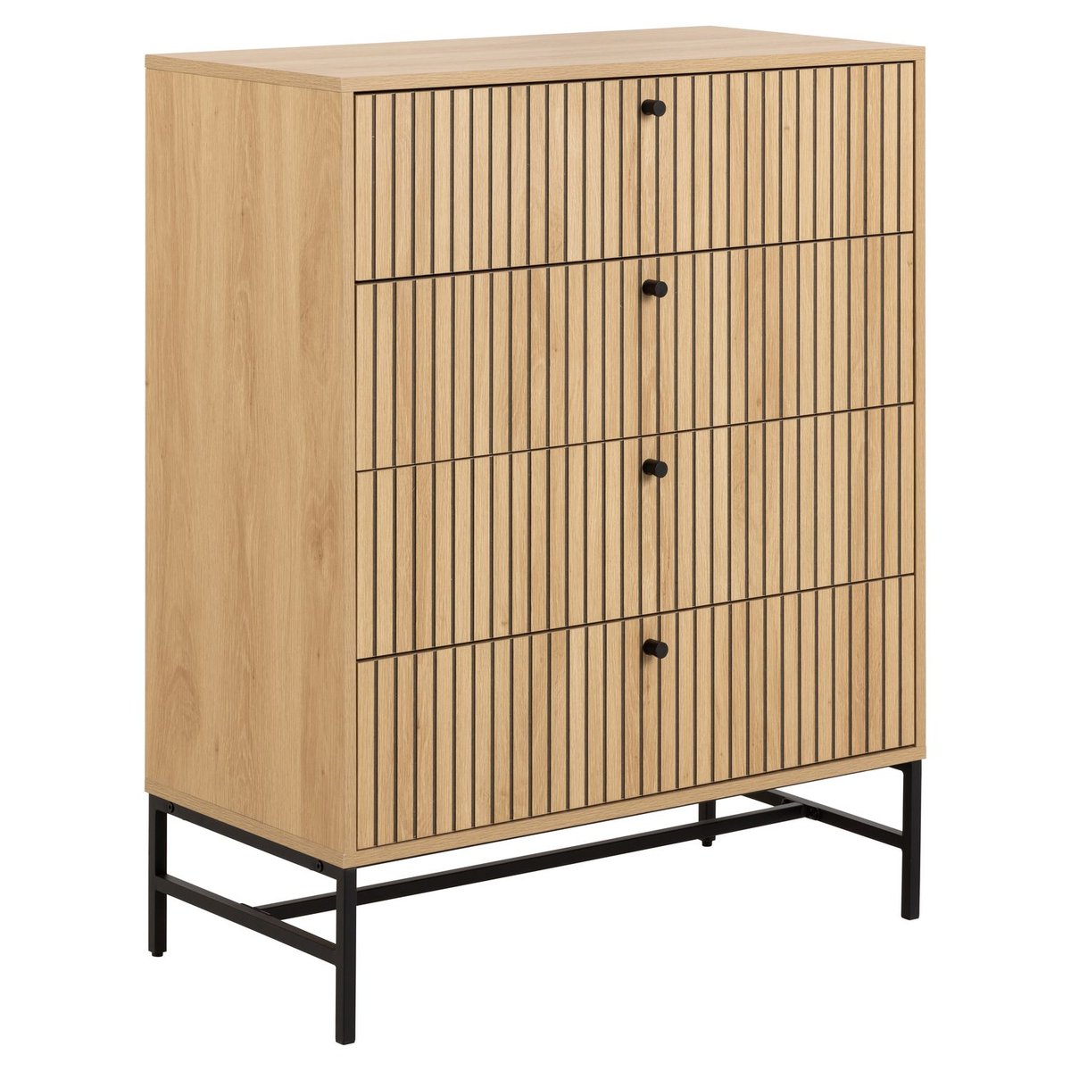 Commode rectangulaire 4 tiroirs effet tasseaux BAÏKAL beige, TOILINUX