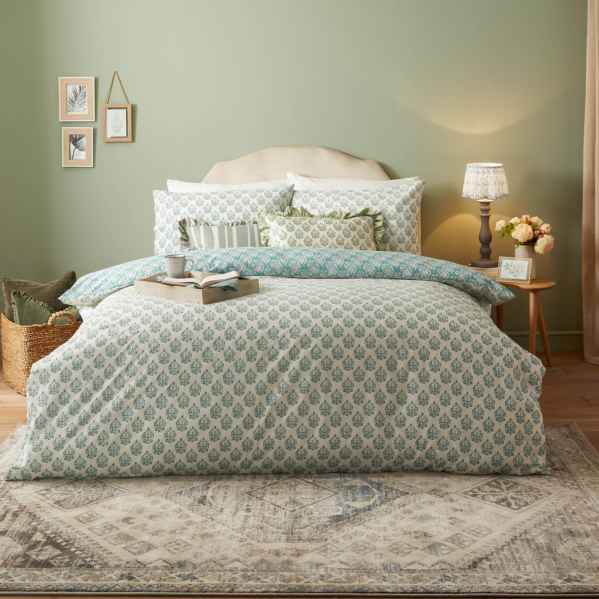 Krissa Block Duvet Cover and Pillowcase Set blue, FURN.