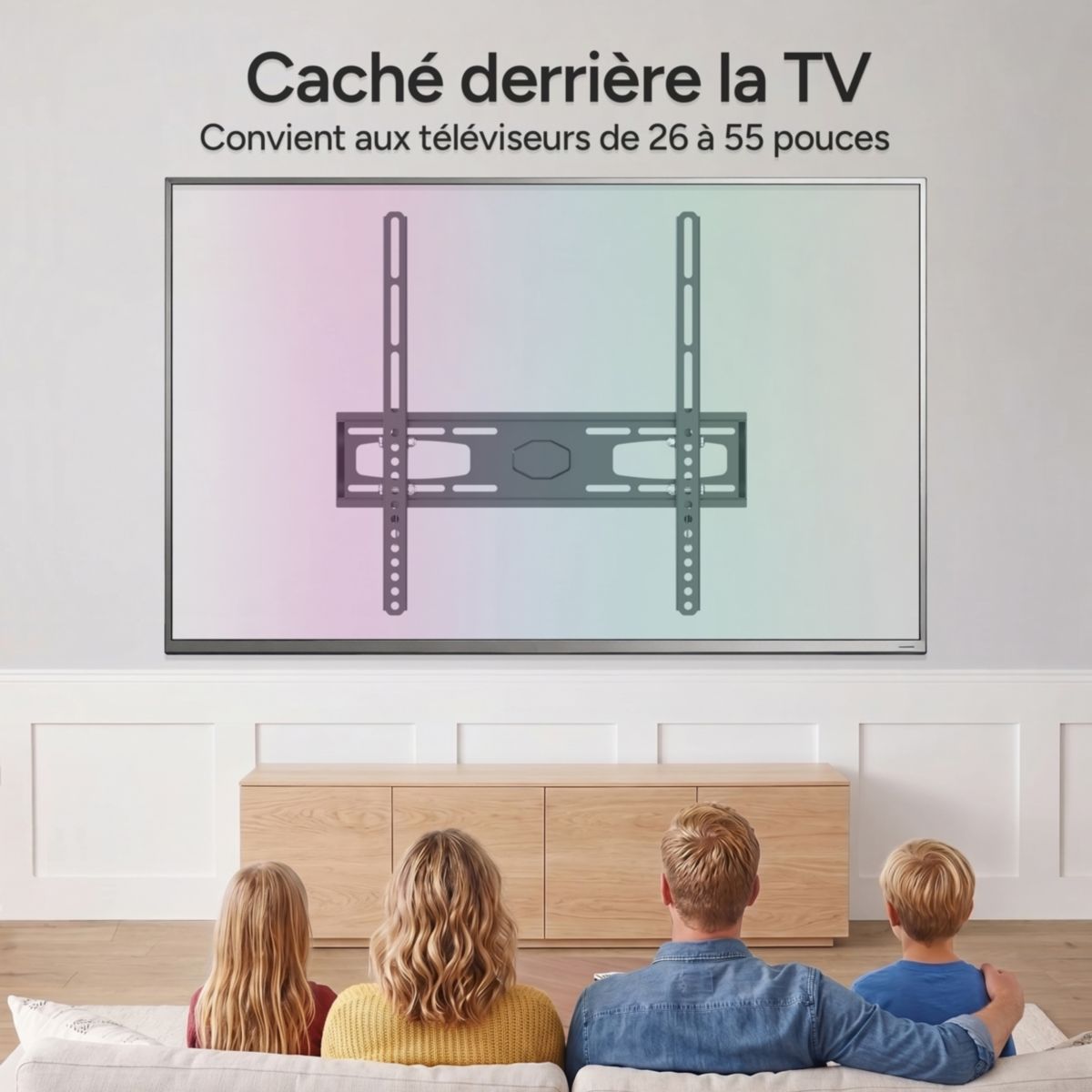 Support mural TV télé orientable 26''-55'' couleur unique, LISTO