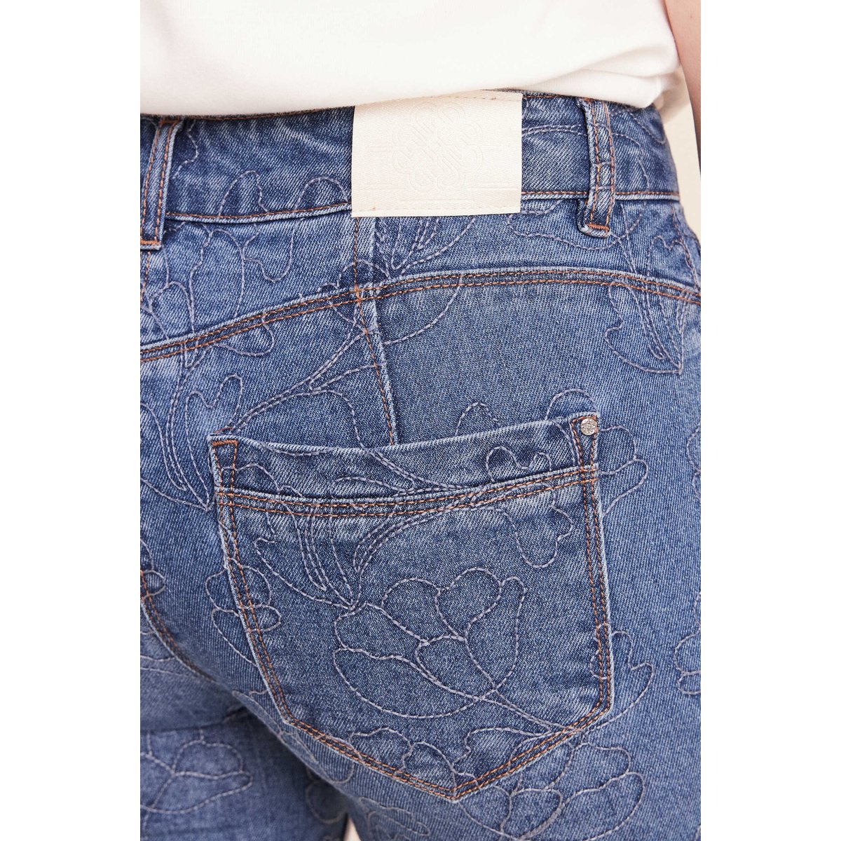 Jean coupe droite 7/8ème taille basculée bleu, BREAL