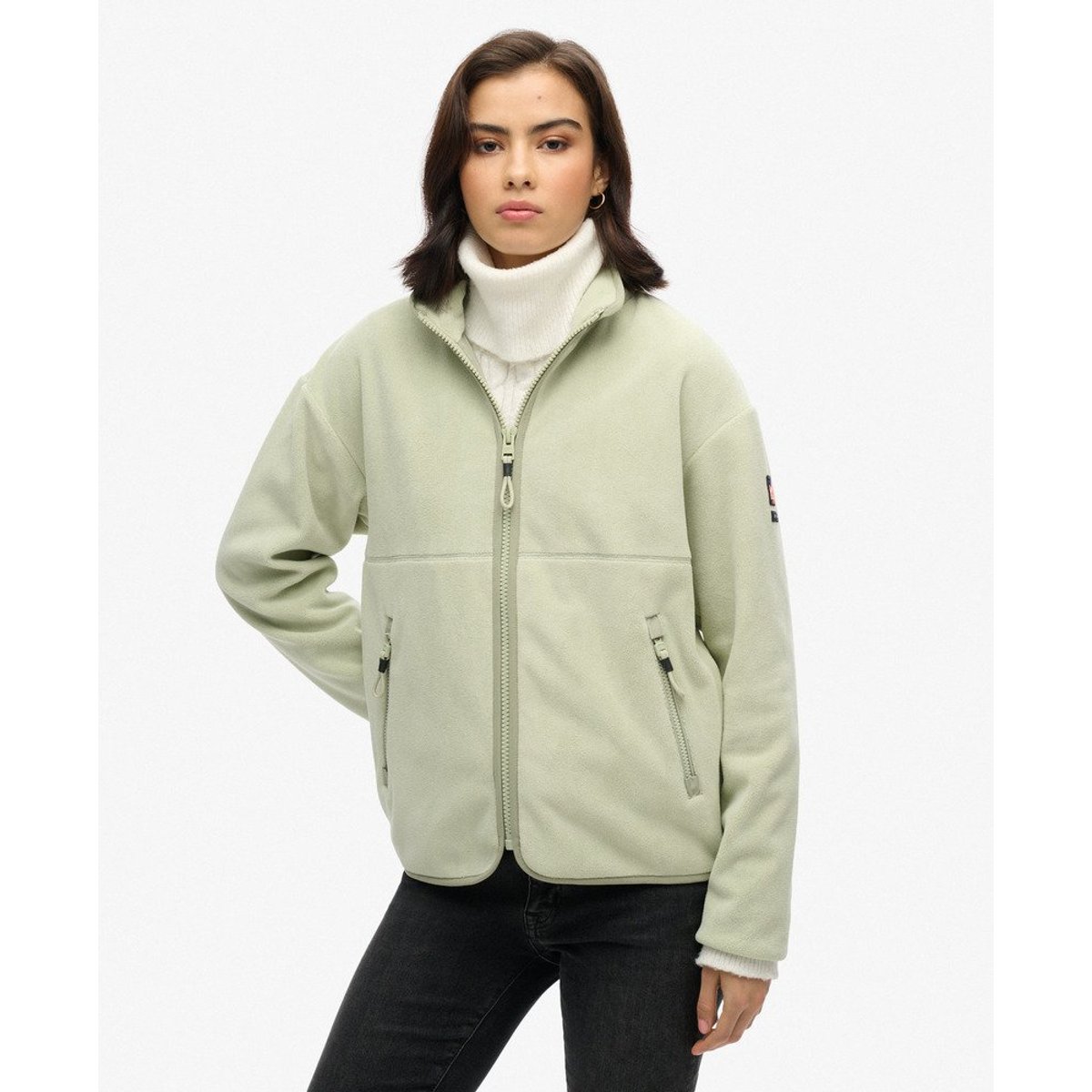 Veste polaire Active entièrement zippée sauge poussiéreuse, SUPERDRY