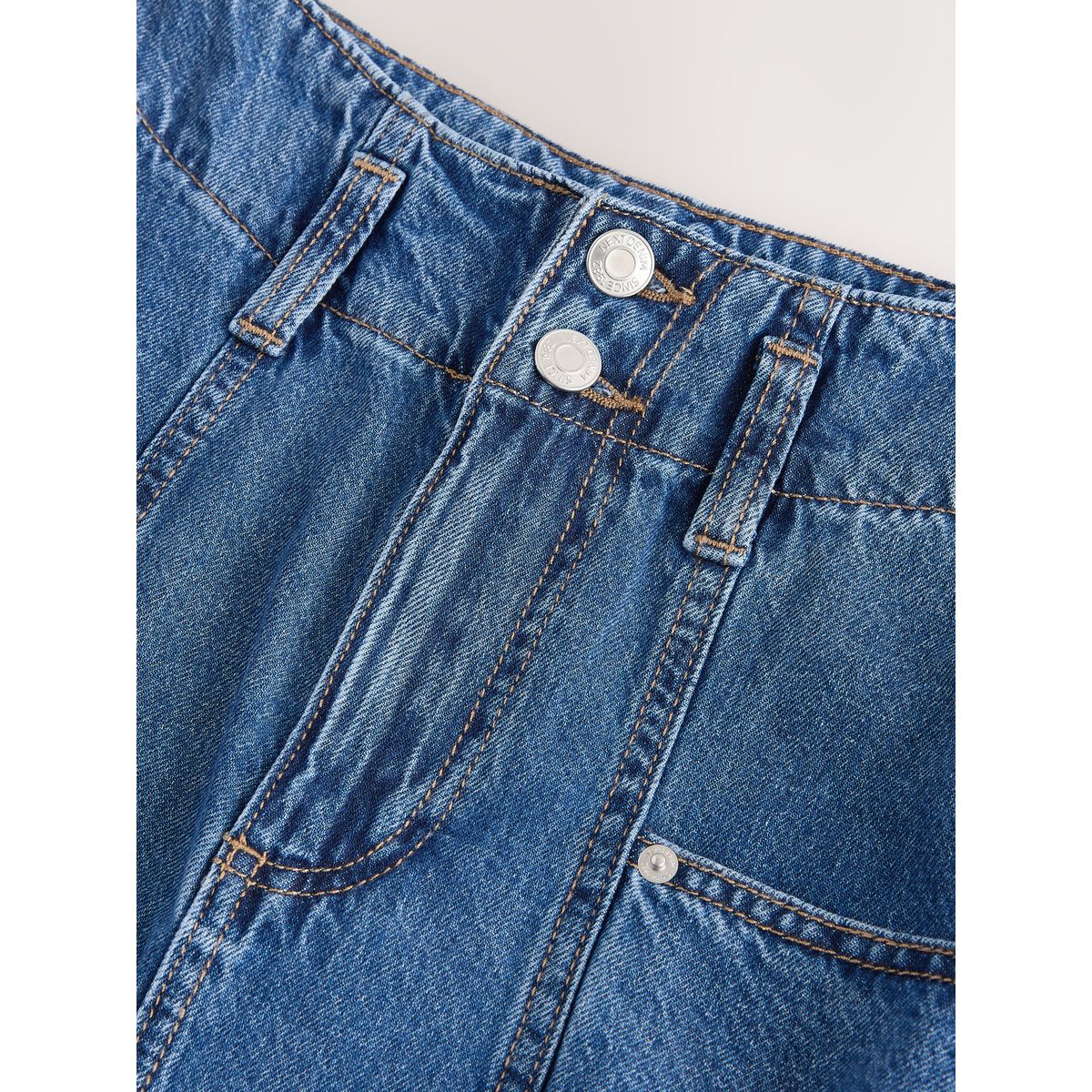 Jupe longue en jean bleu moyen, NEXT