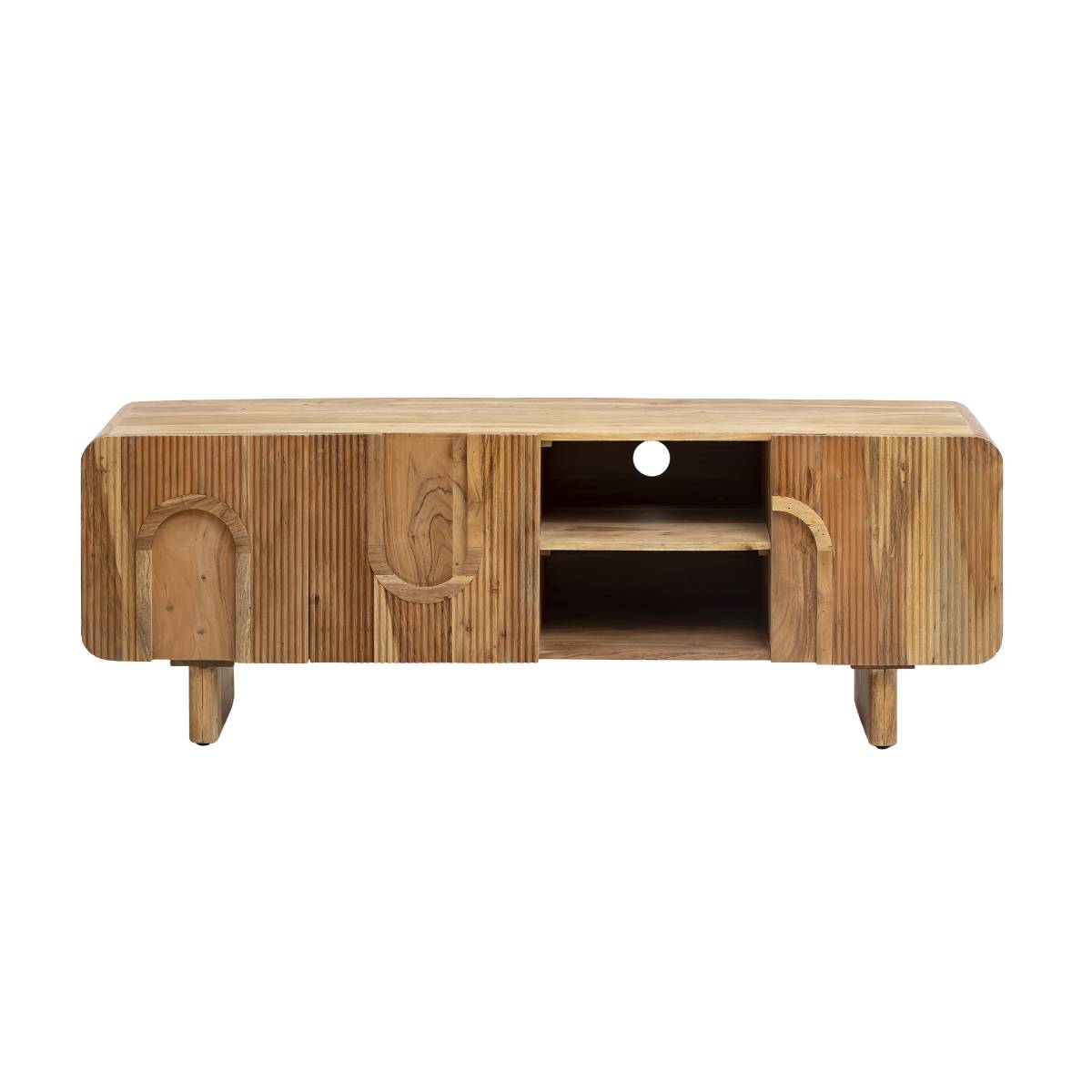 Meuble TV en bois d'acacia TILIO bois foncé, MADE IN MEUBLES