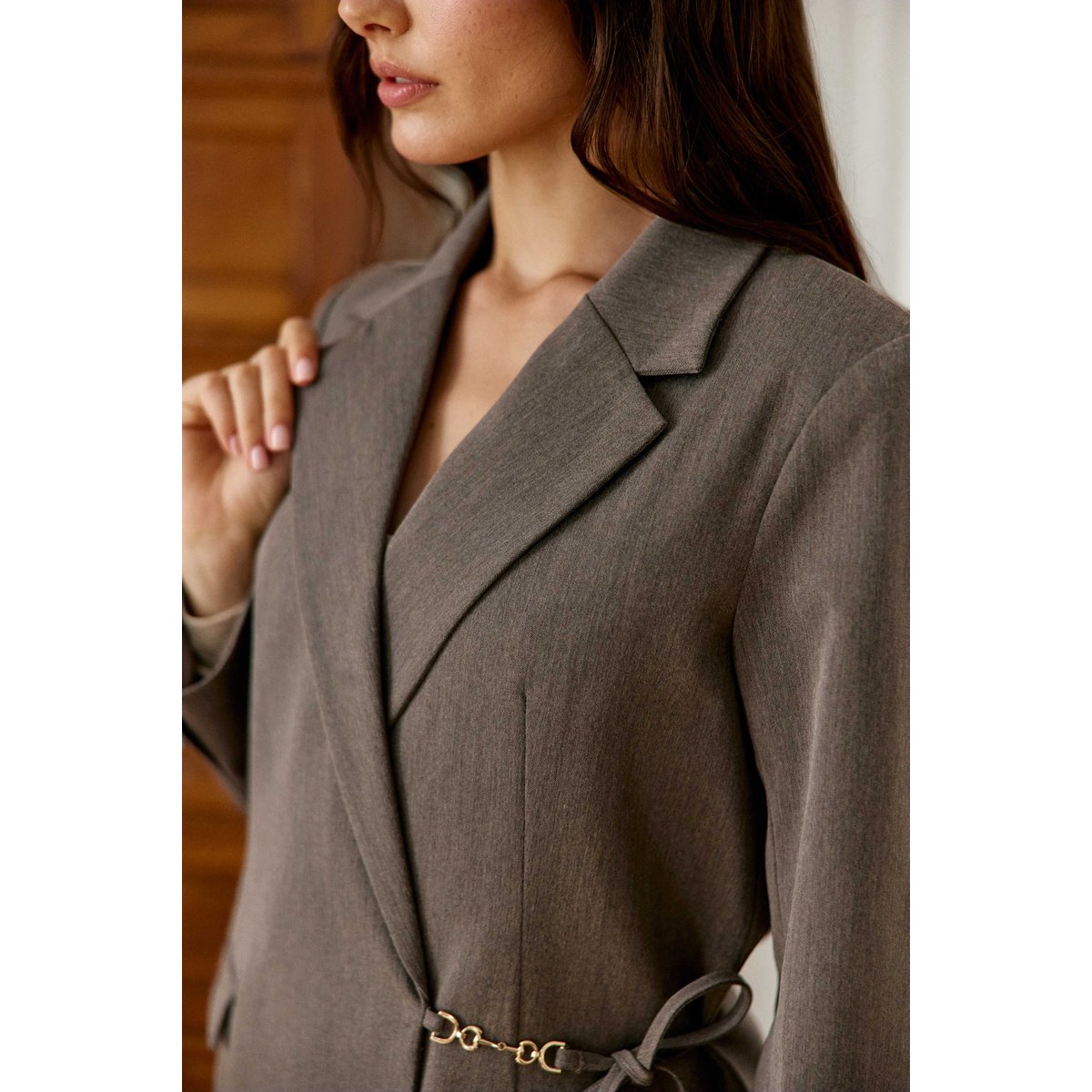 Veste col tailleur uni VIAMAO 14-taupe, LA PETITE ETOILE