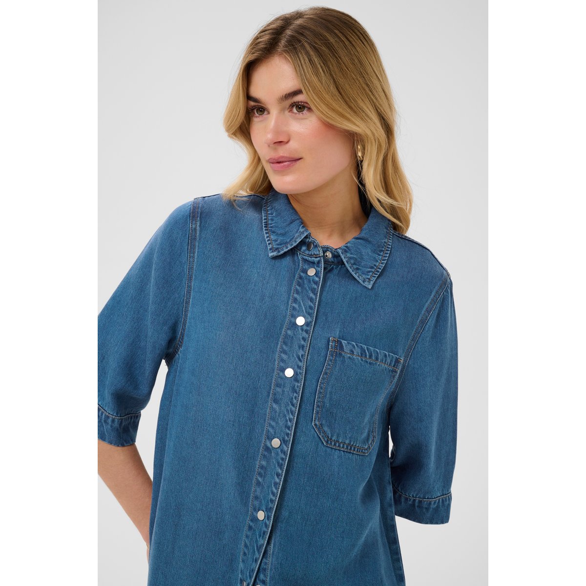 Chemise à manches longues bleu seoul mid blue denim, CREAM