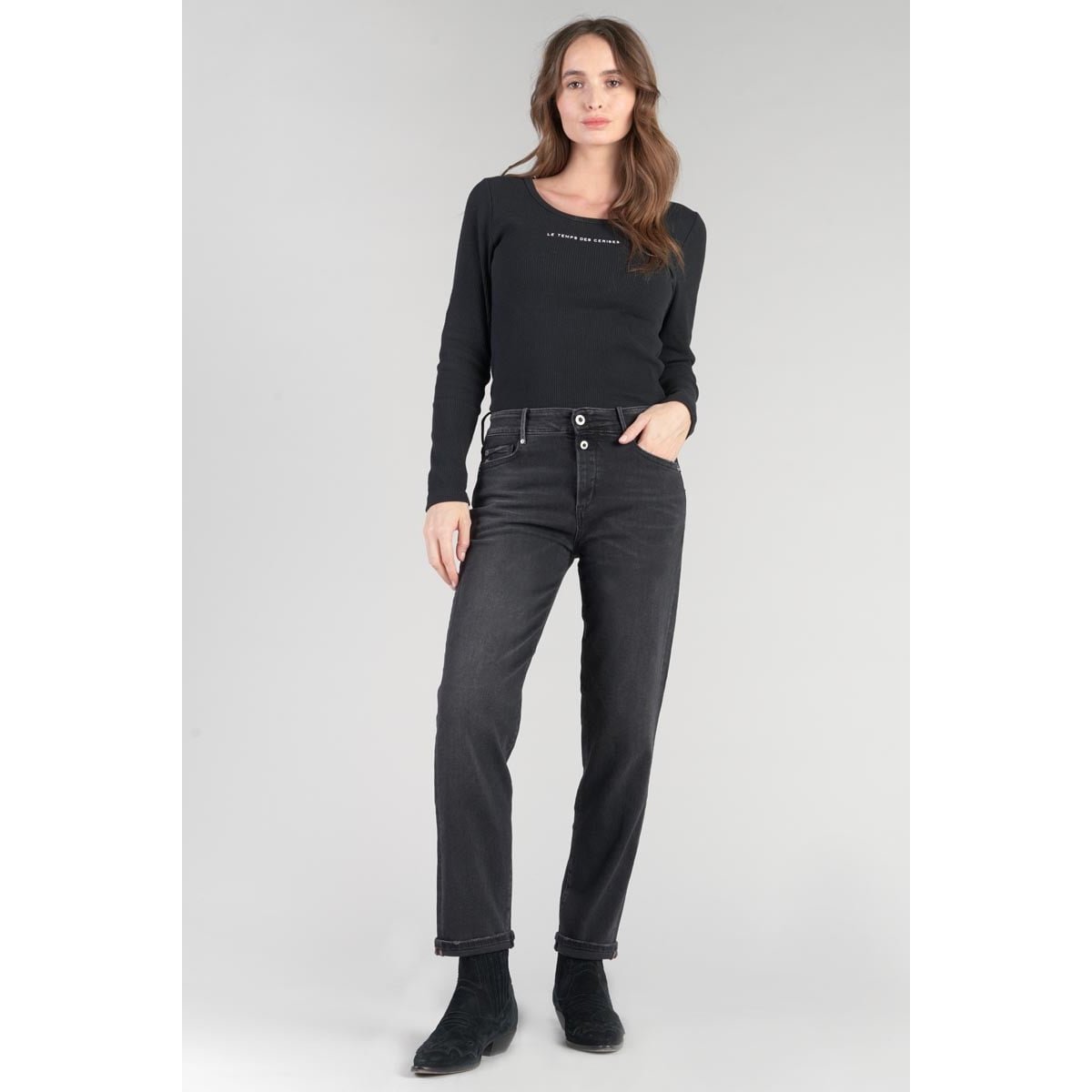 Jeans droite 400/18, 7/8ème black / black, LE TEMPS DES CERISES