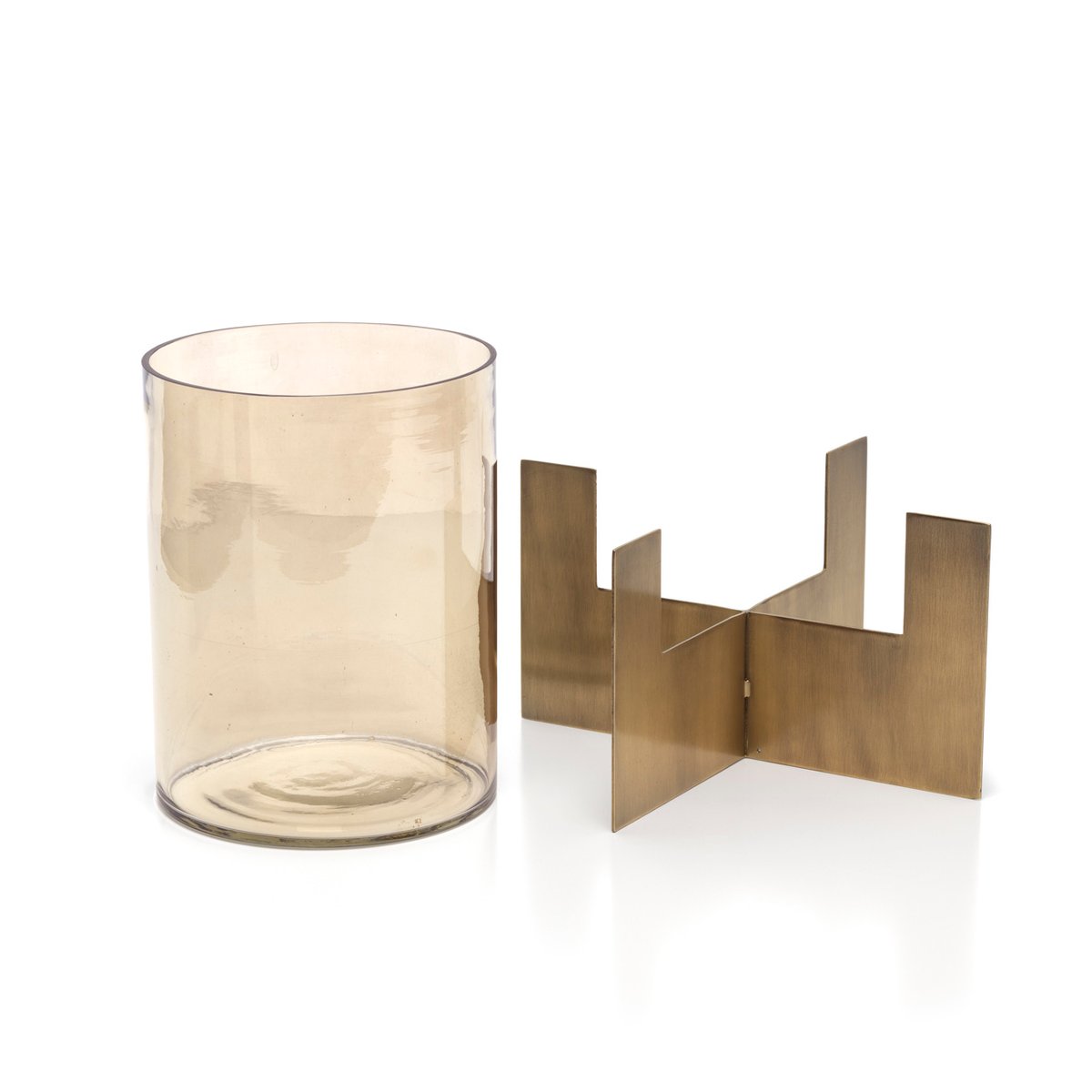Bougeoir en laiton et verre HURRICANE X or, BAZAR BIZAR