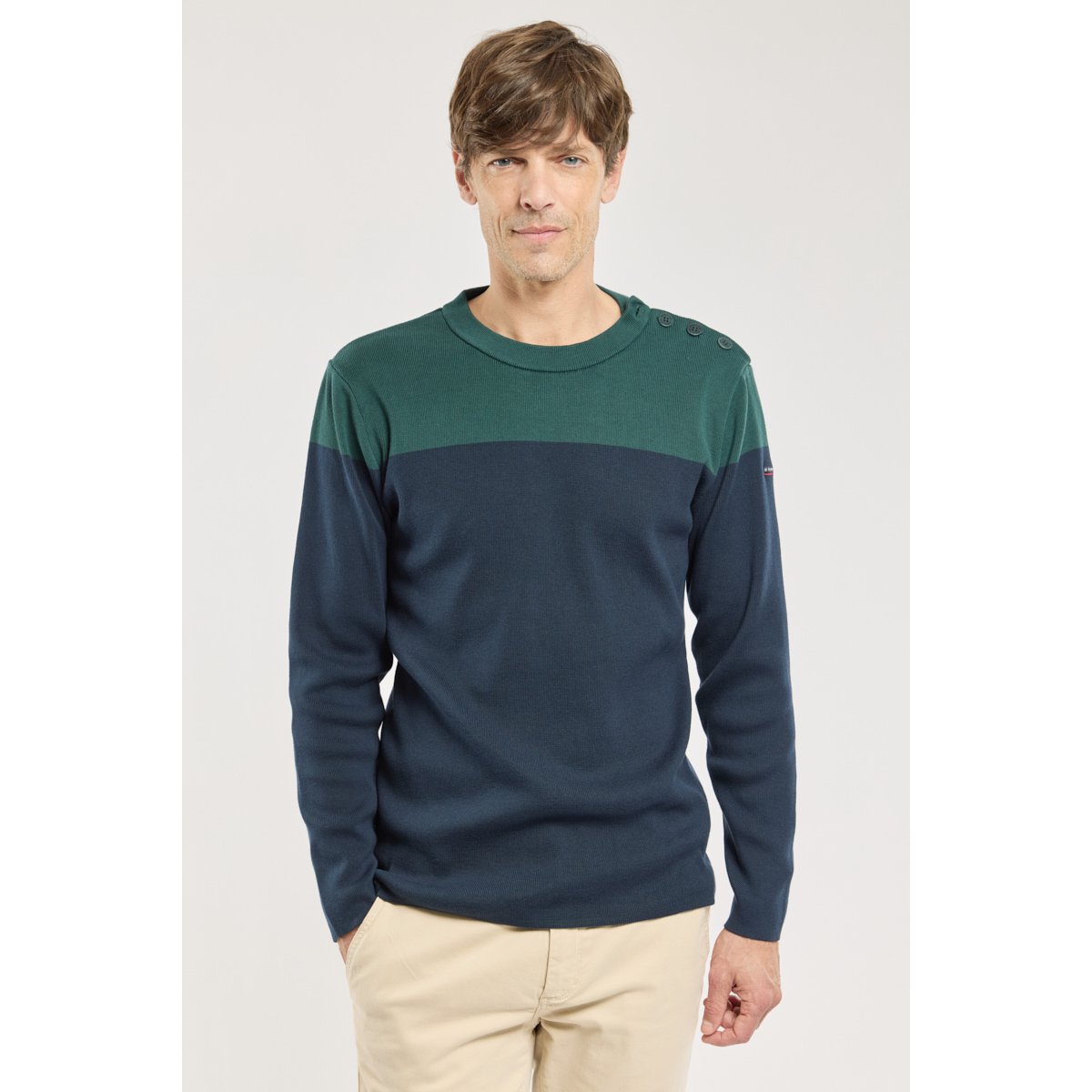 Pull marin bicolore - coton dark storm/marine deep, ARMOR-LUX