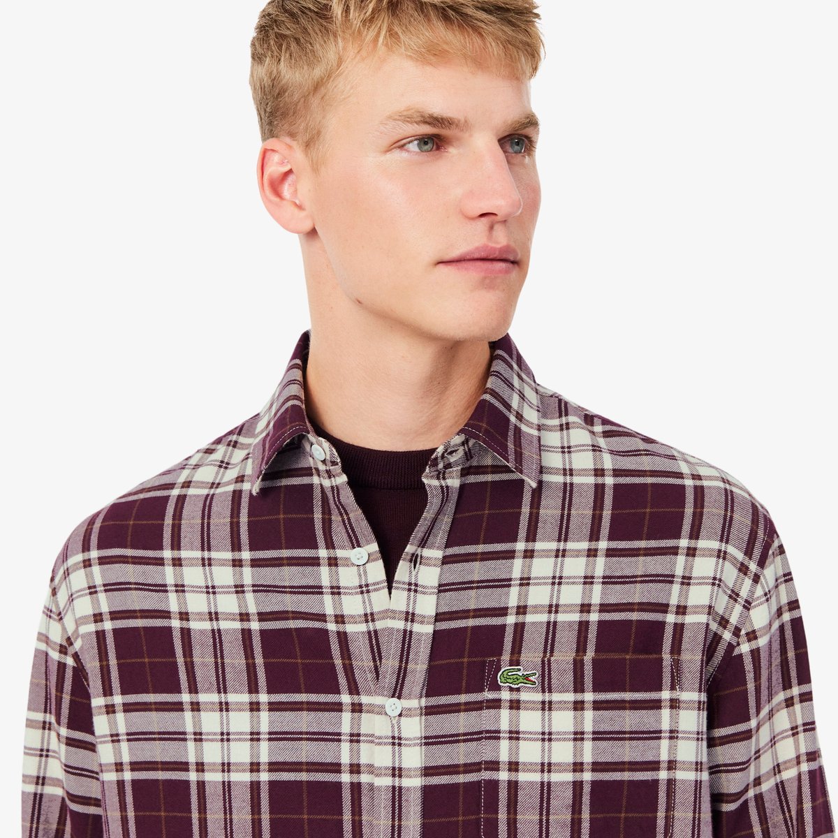 Chemise flanelle à carreaux regular fit beige-dcn1, LACOSTE