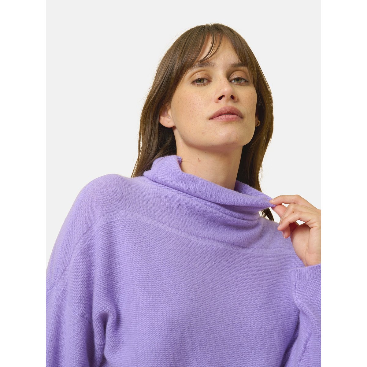 Pull Col Roulé Lavande Blantyre violet, JUST CASHMERE
