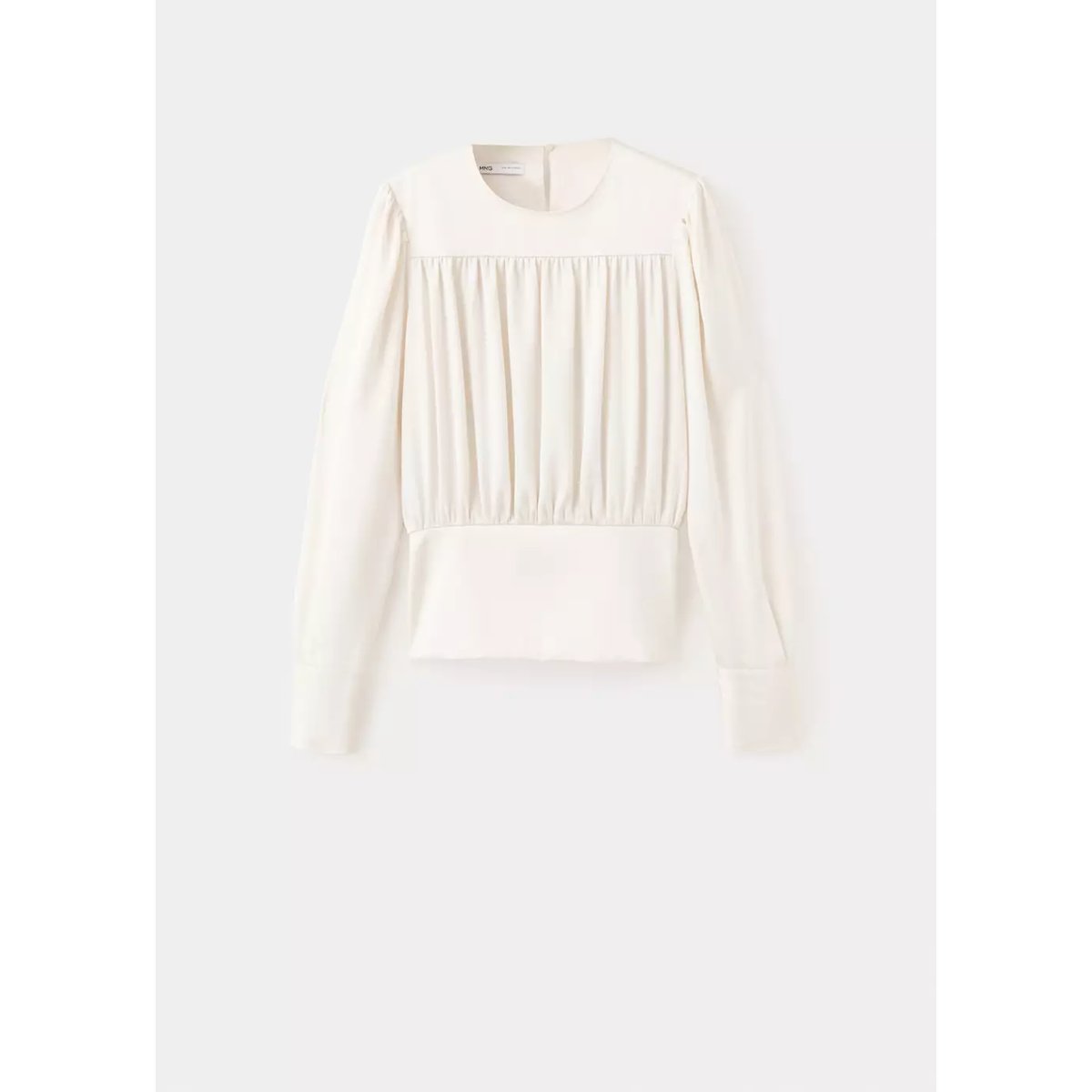 Blouse froncée à la taille cintrée écru, MANGO