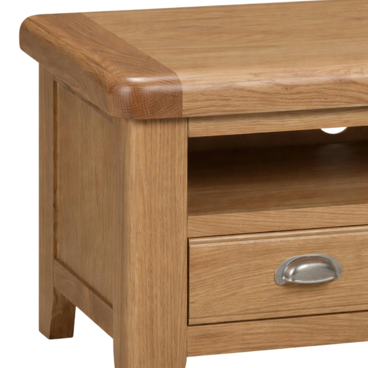 Petit meuble TV en chêne 1 tiroir 1 niche VALMONT bois naturel, PIER IMPORT