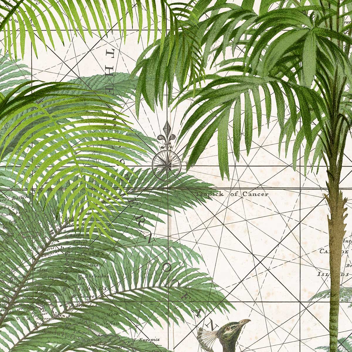 Papier peint panoramique Empire Tropical vert, HEXOA