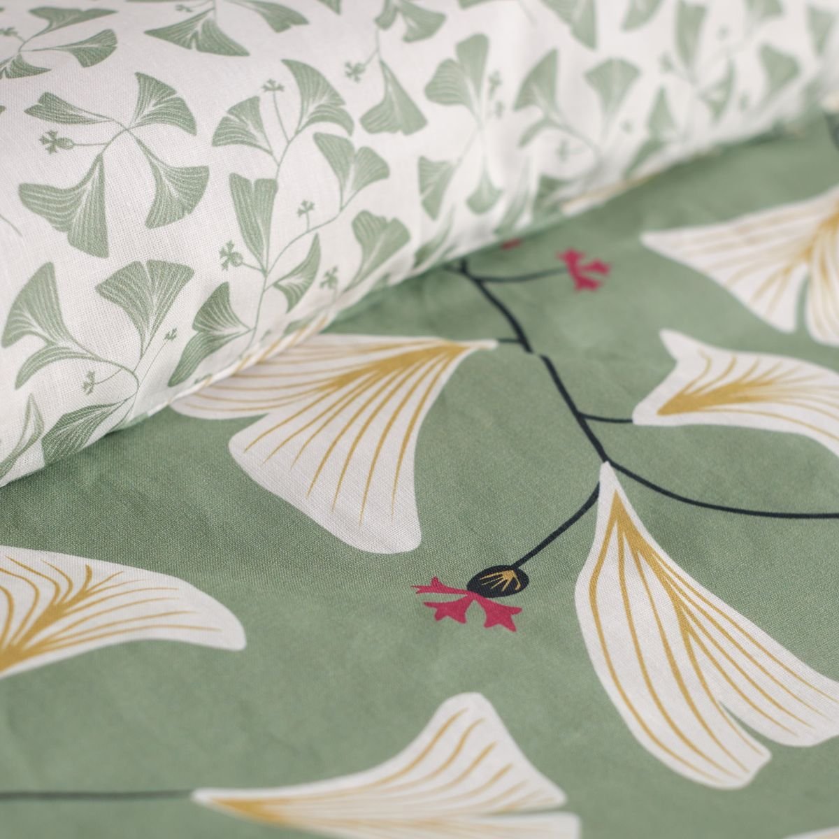 Parure de lit imprimé Floral coton SUNSHINE ADRI vert, TODAY