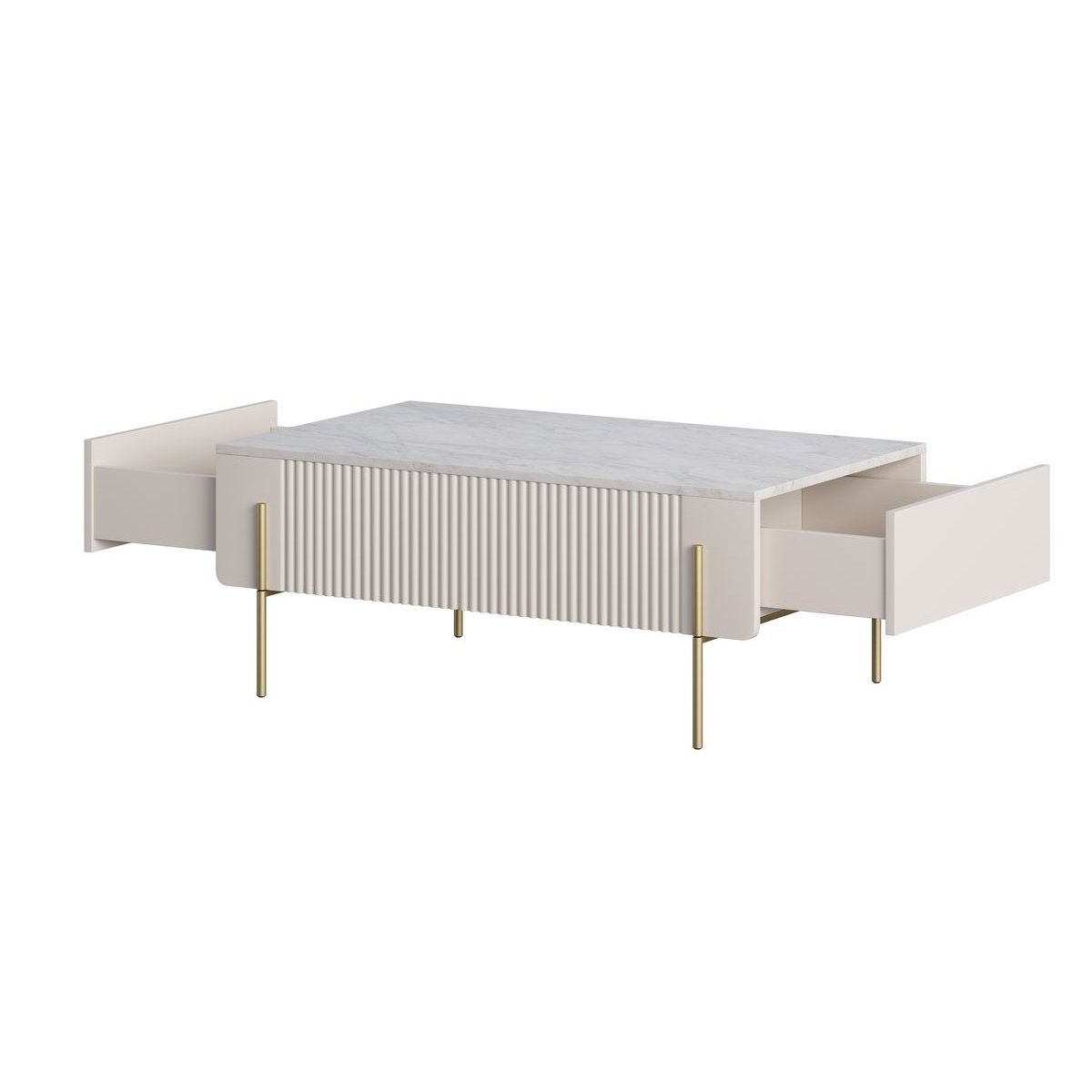 Table basse rectangulaire en panneaux de particules et MDF, MATHILDE beige, BOBOCHIC