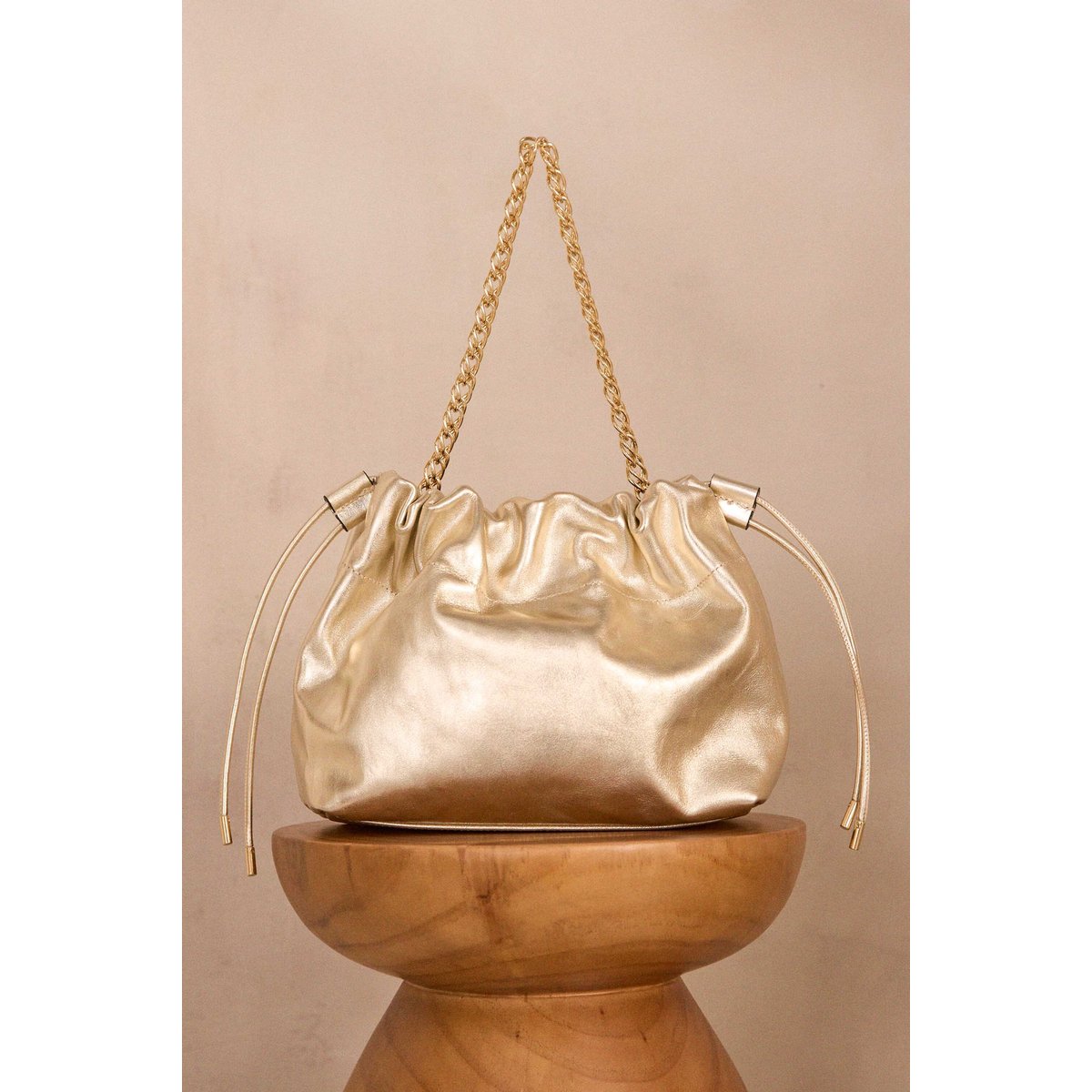 Sac doré en cuir VOLTAIRE MINI or, Maison 123
