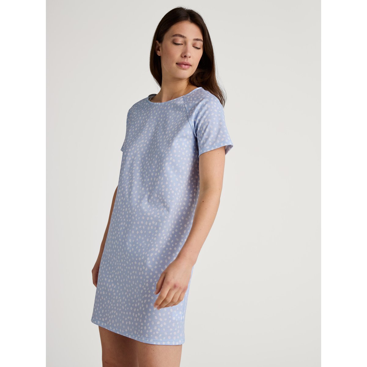 Chemise de nuit manches courtes Coton FAVOURITES SLEEP bleu harmonie, CALIDA
