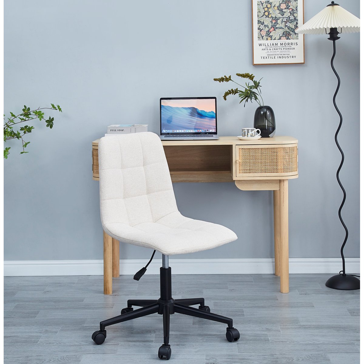 Chaise de bureau, base métallique, BJORN beige, NORDLYS