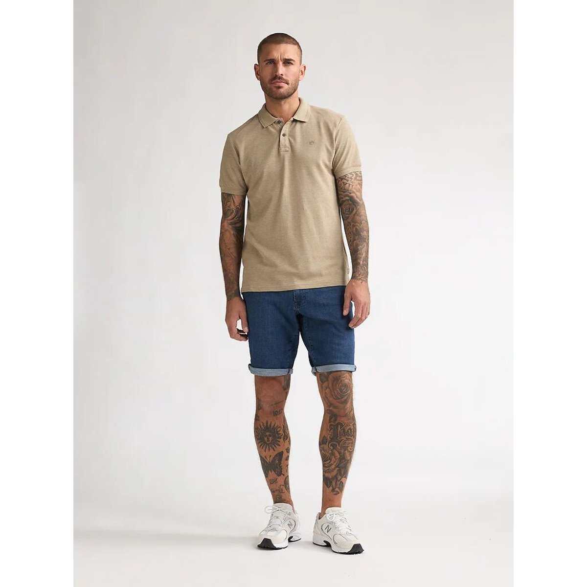 Poloshirt in chiné met korte mouwen camel, PETROL INDUSTRIES