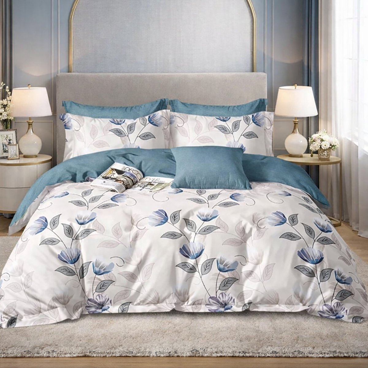 Parure house de couette en coton imprimé floral, Caldie multicolore, C DESIGN HOME TEXTILE