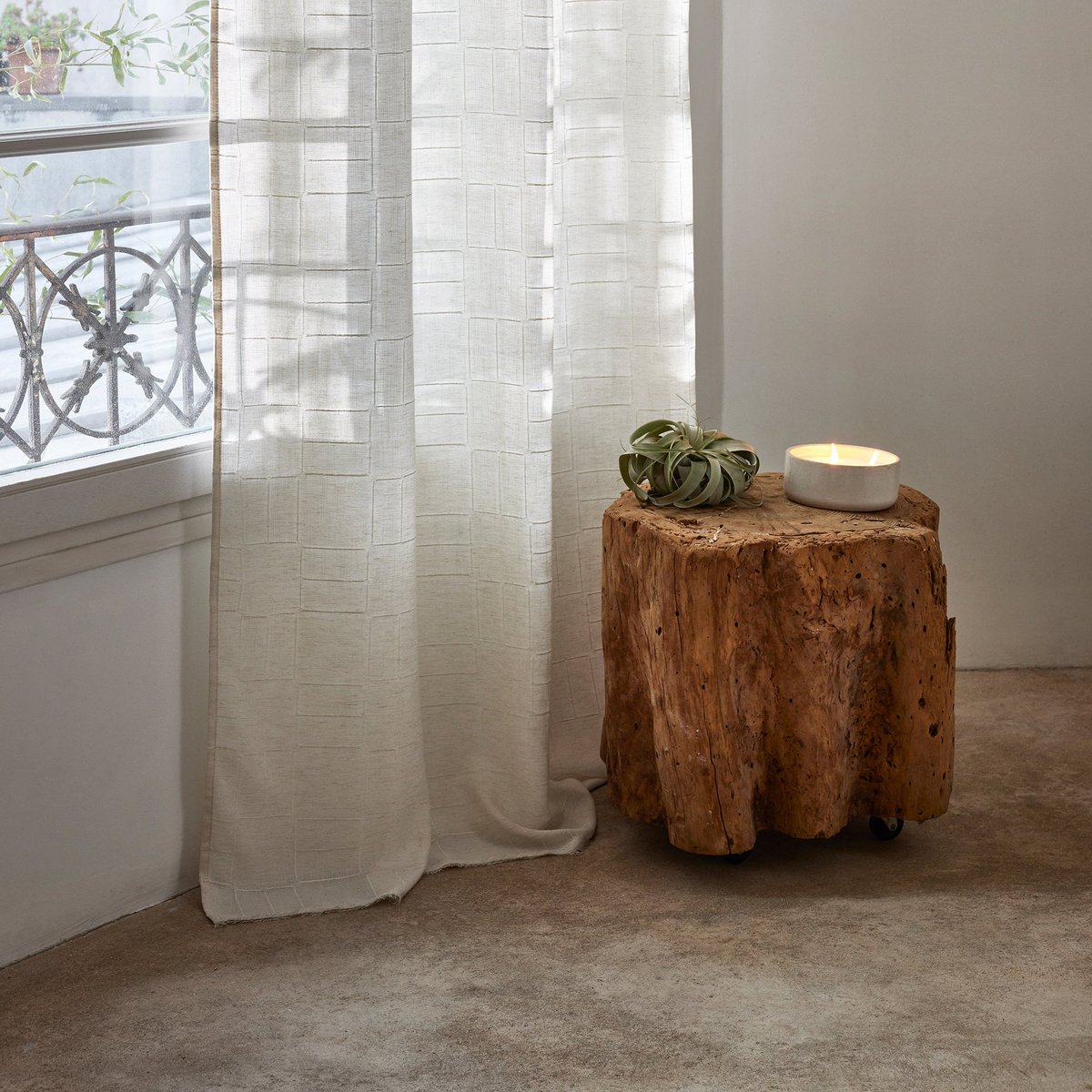 Rideau À Oeillets Dorés en Jacquard géométrique effet naturel NIKOS naturel, MADURA