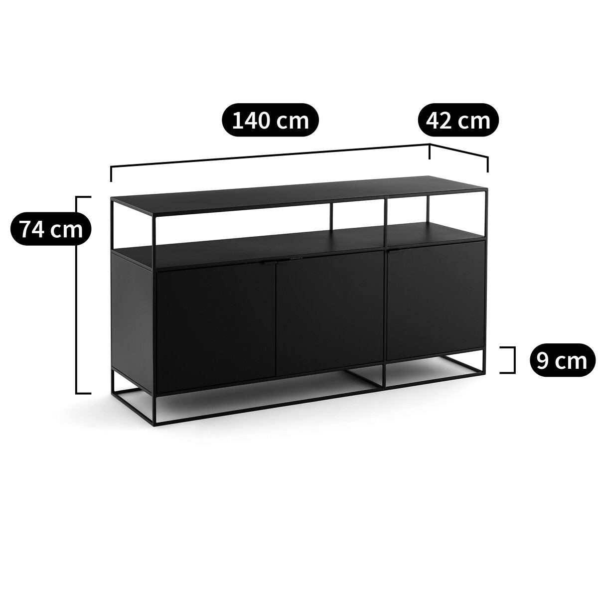 Buffet en métal acier, Miva noir, LA REDOUTE INTERIEURS
