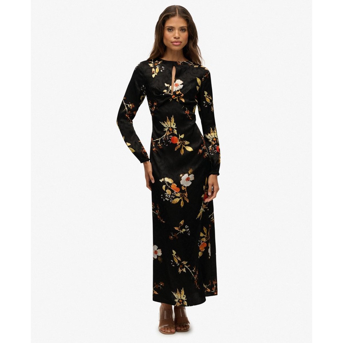 Robe Longue Jacquard à Manches Longues maya multi noir, SUPERDRY