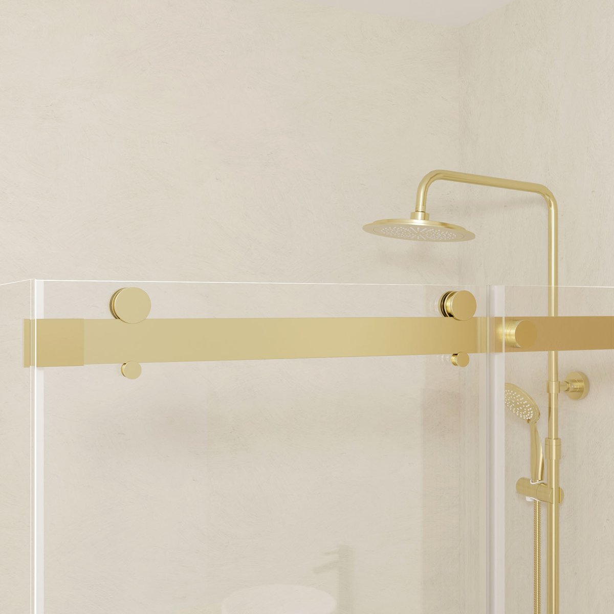 Porte de douche coulissante en verre trempé doré, HOME MAISON
